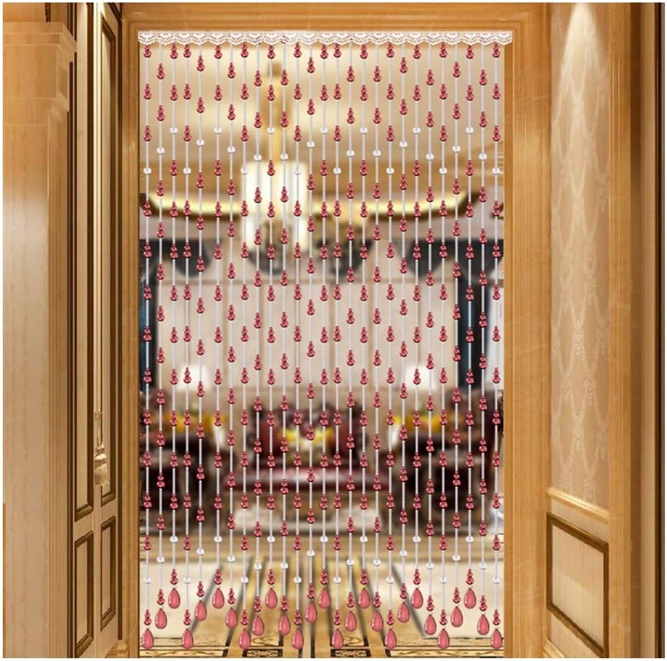 Fuchsia Beaded Curtain with Crystal Glass Strings for Room Dividers