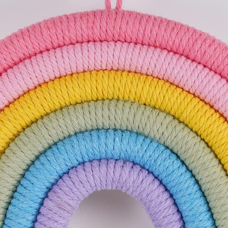 Honcas Rainbow Macrame Wall Hanging - Pink Tassel Decor