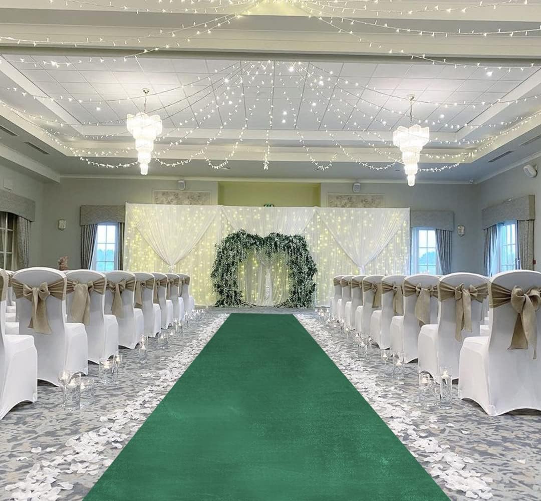 Green Velvet Aisle Runner 25ft x 15ft for Wedding Ceremony