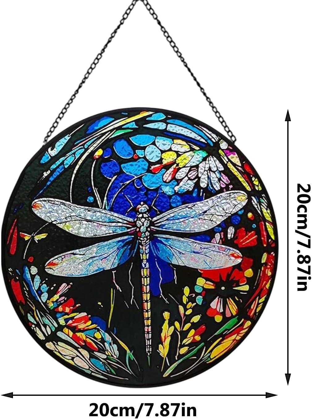 Dragonfly Stained Glass Window Hanging Decor