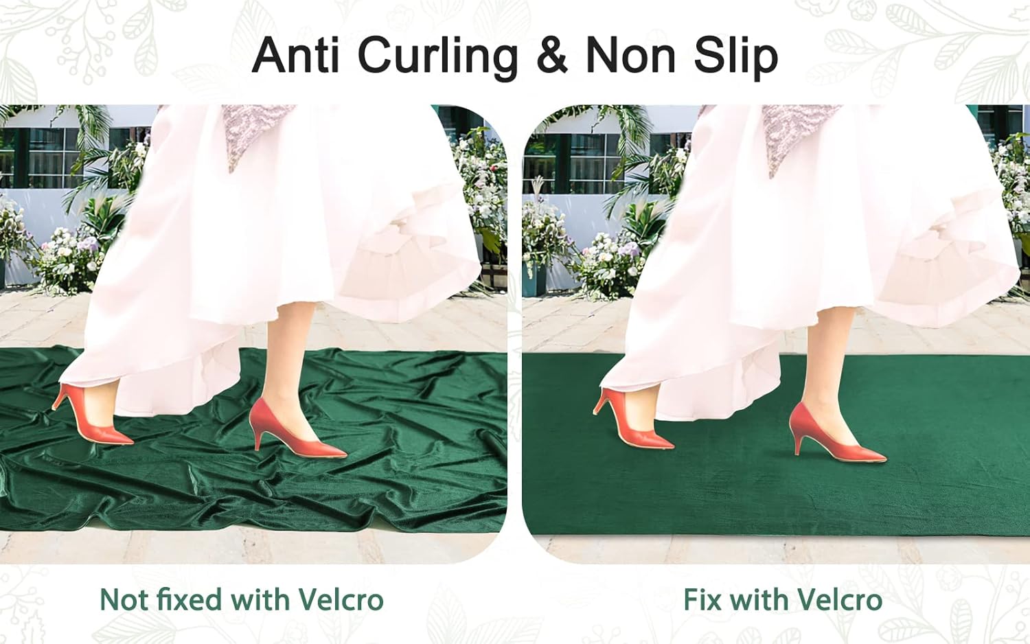 Green Velvet Aisle Runner 25ft x 15ft for Wedding Ceremony