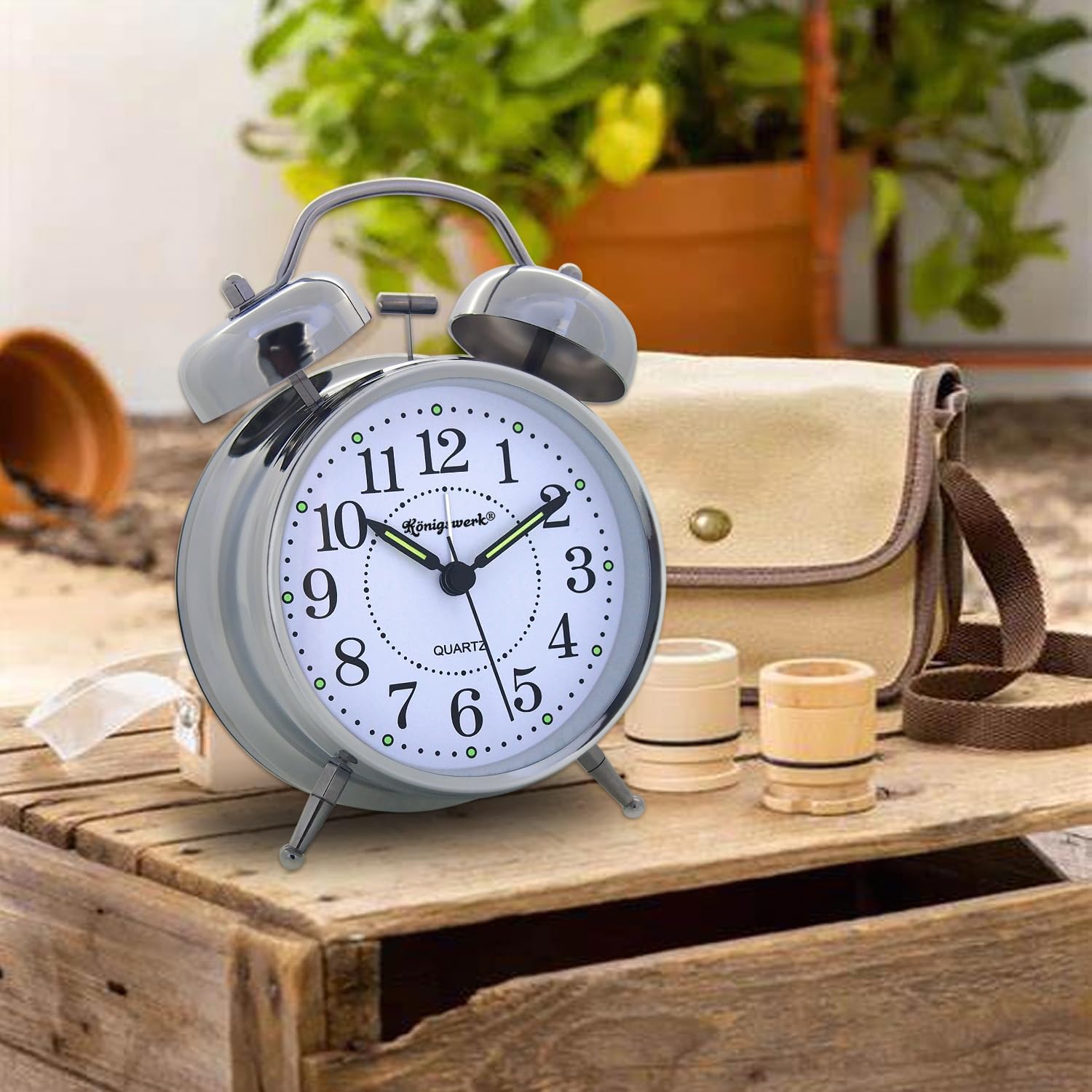 Loud Bell Alarm Clock with Night Light and Analog Display
