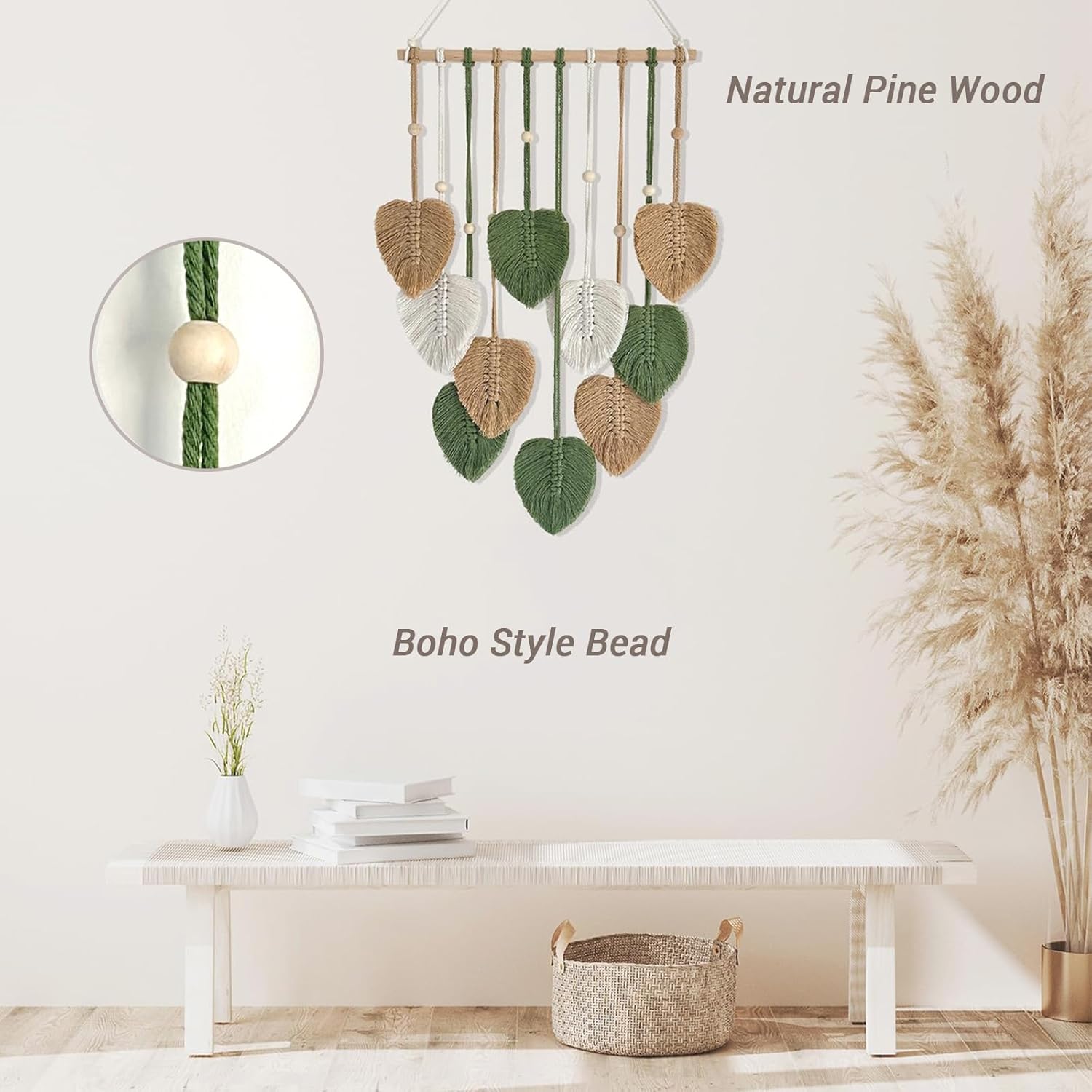 TUDRUKU Macrame Leaf Wall Hanging Tapestry
