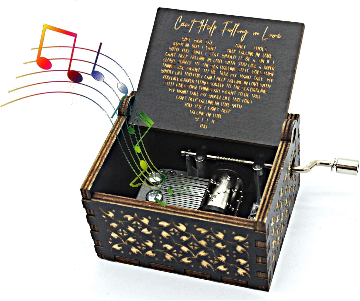 Cant Help Falling in Love Wooden Music Box - Black