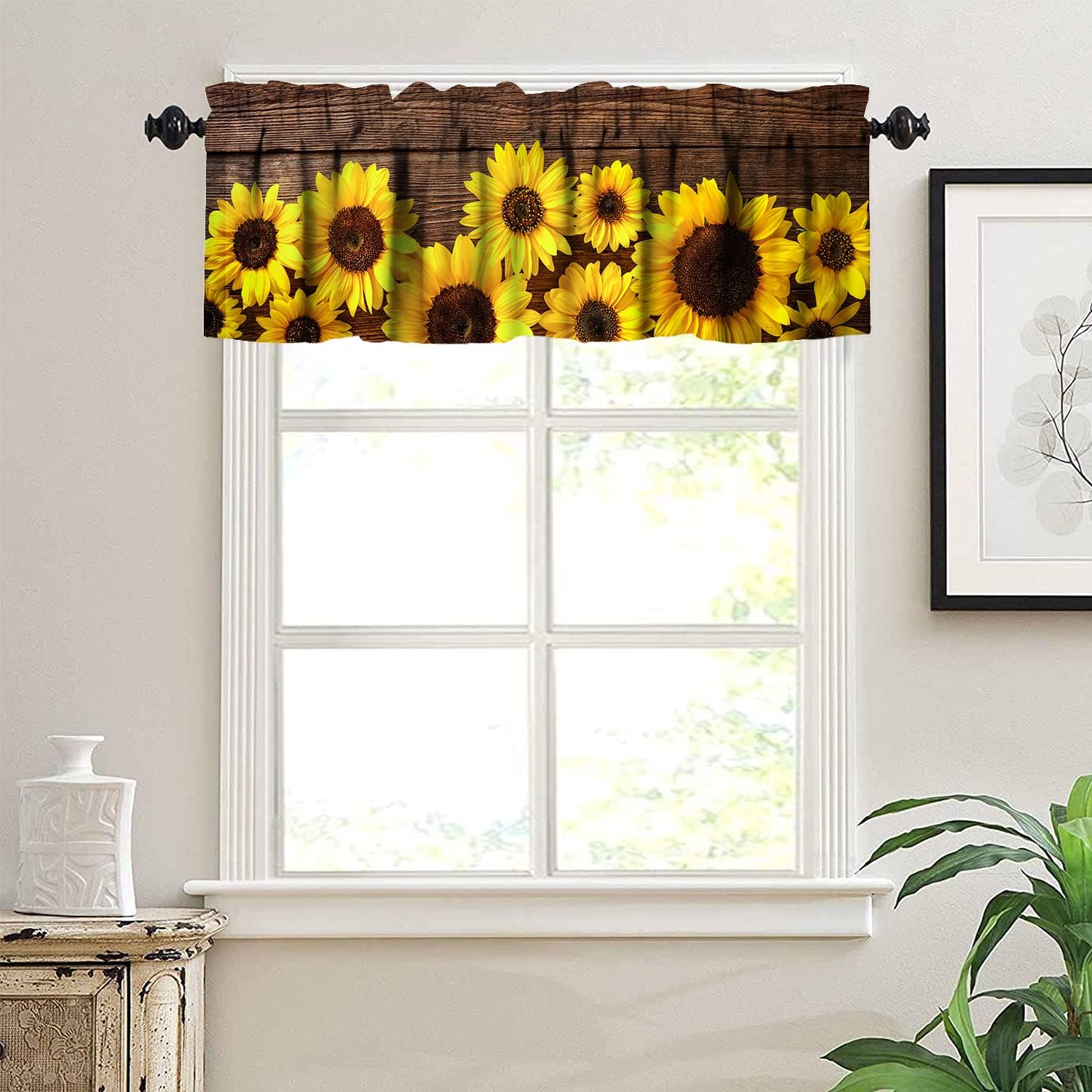Sunflower Valance Curtains for Kitchen Living Room 54x18 Inch
