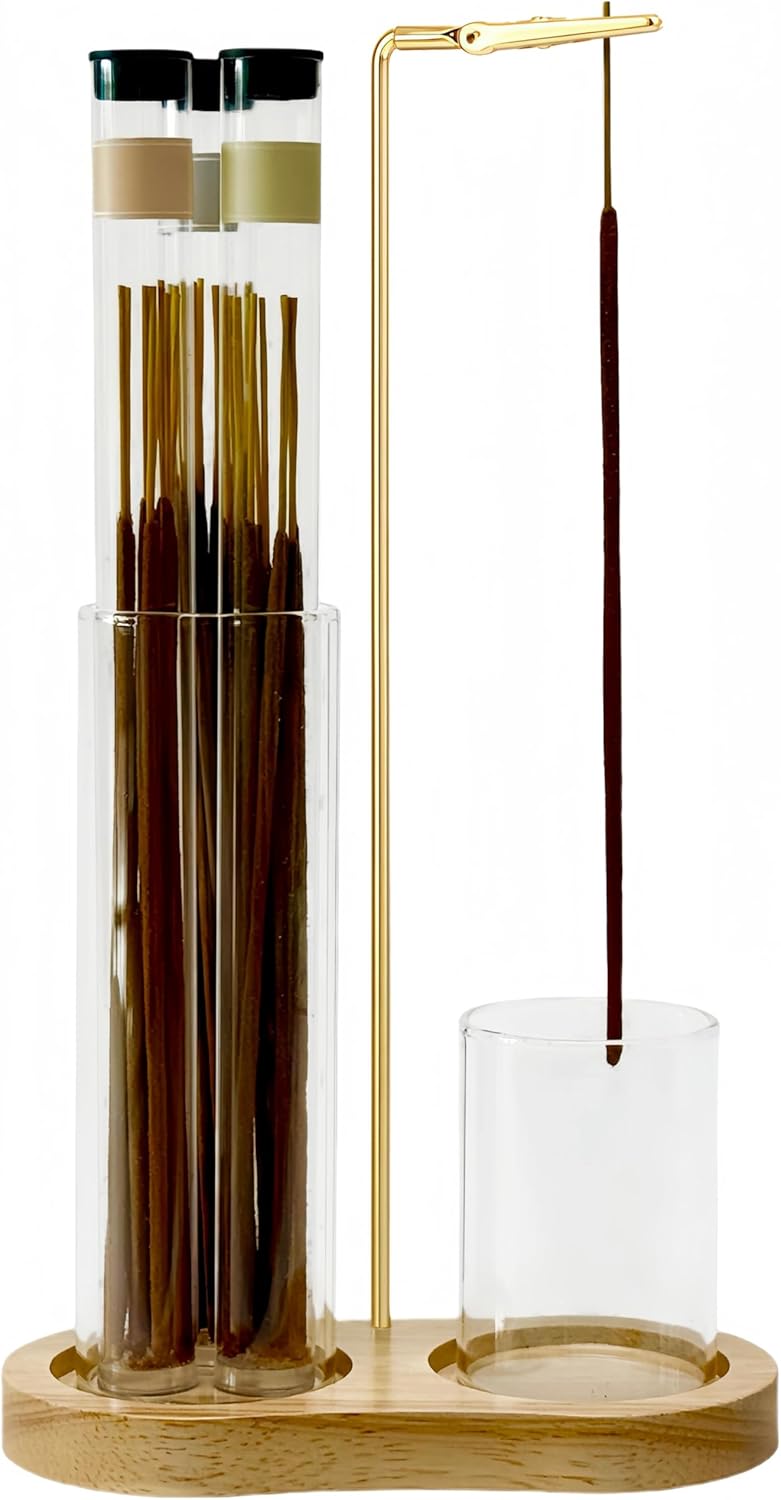 Moocervi Glass Incense Holder with Storage and Ash Catcher