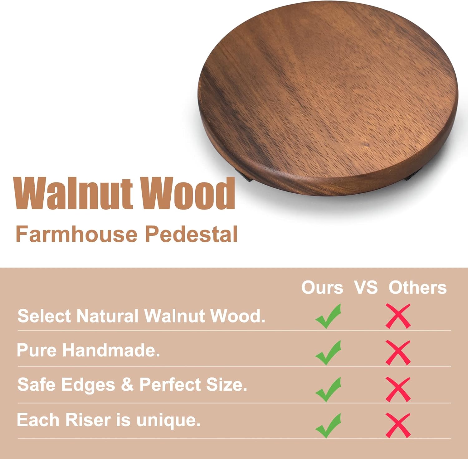 Walnut Wood Pedestal Stand for Display and Decor