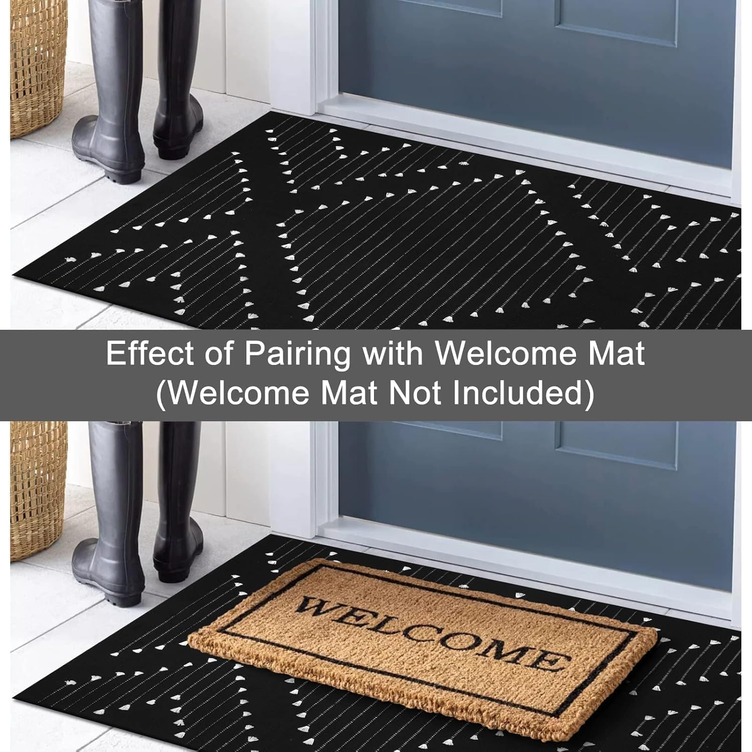 Livebox Black Boho Entry Rug 24 x 37