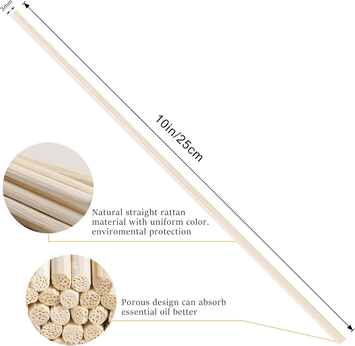 VFULIE 100PCS Reed Diffuser Sticks Natural Rattan