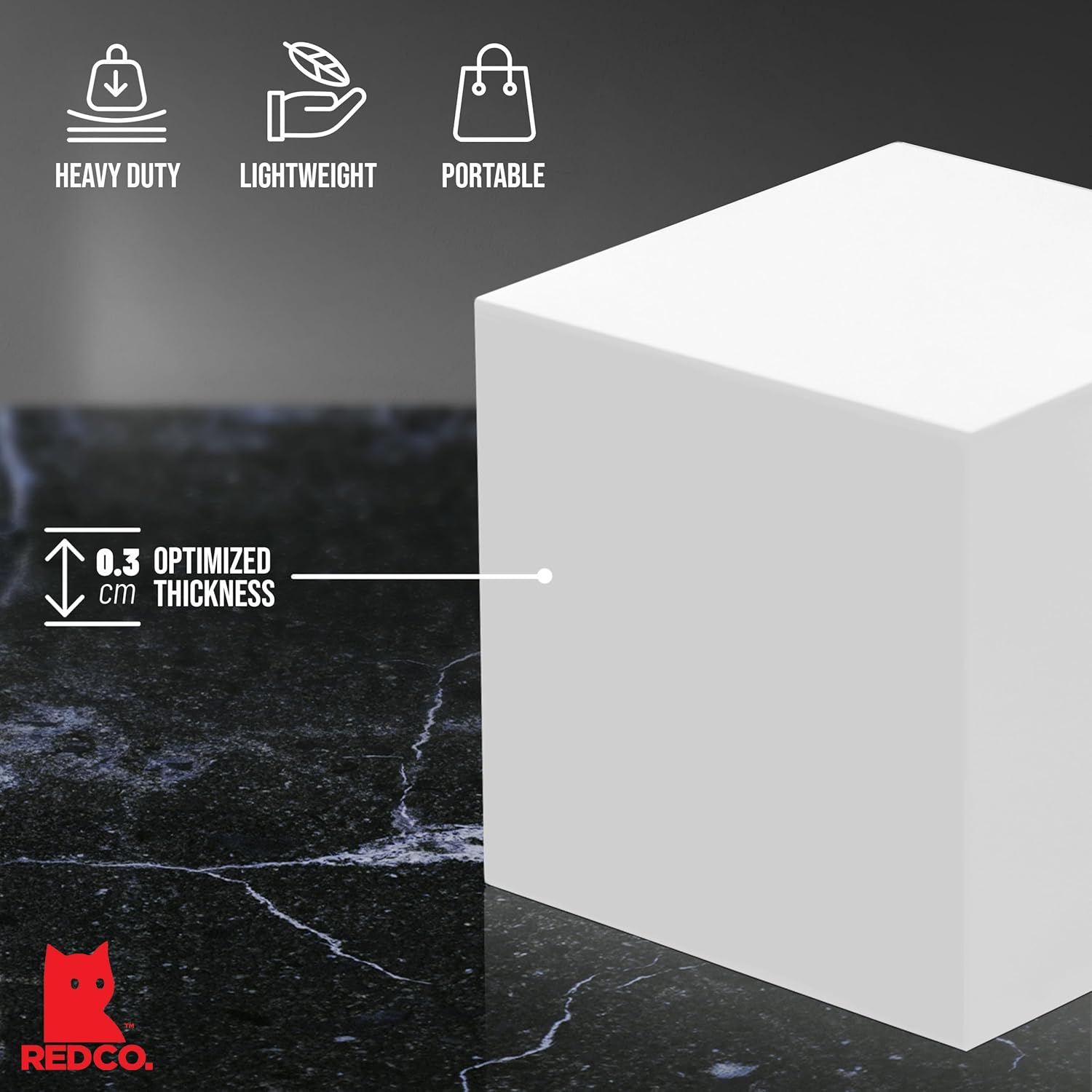 Red Co Glossy White Acrylic Cube Display Riser Stands 3-Pack