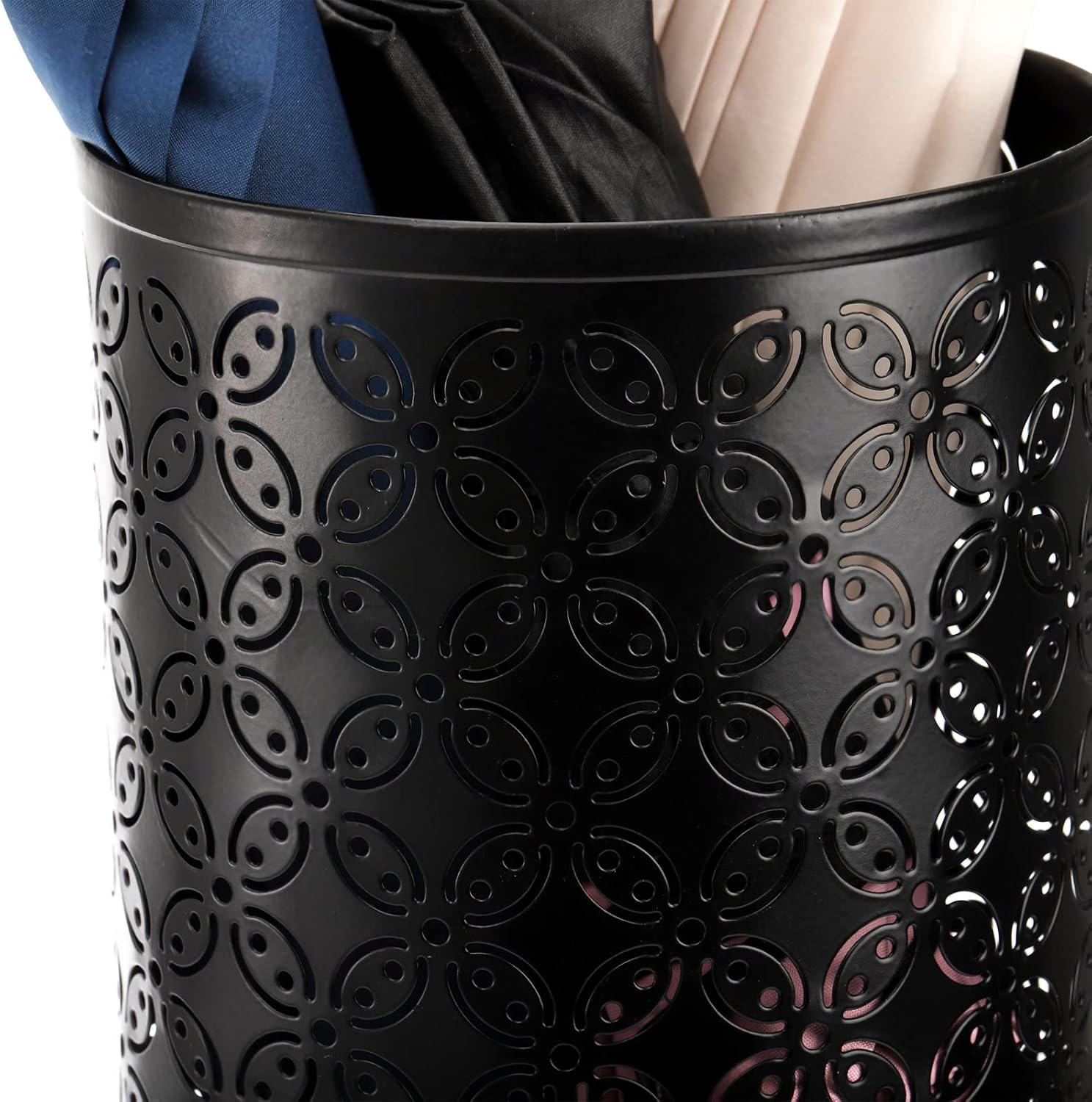 Hacaroa Black Metal Round Umbrella Stand Rack