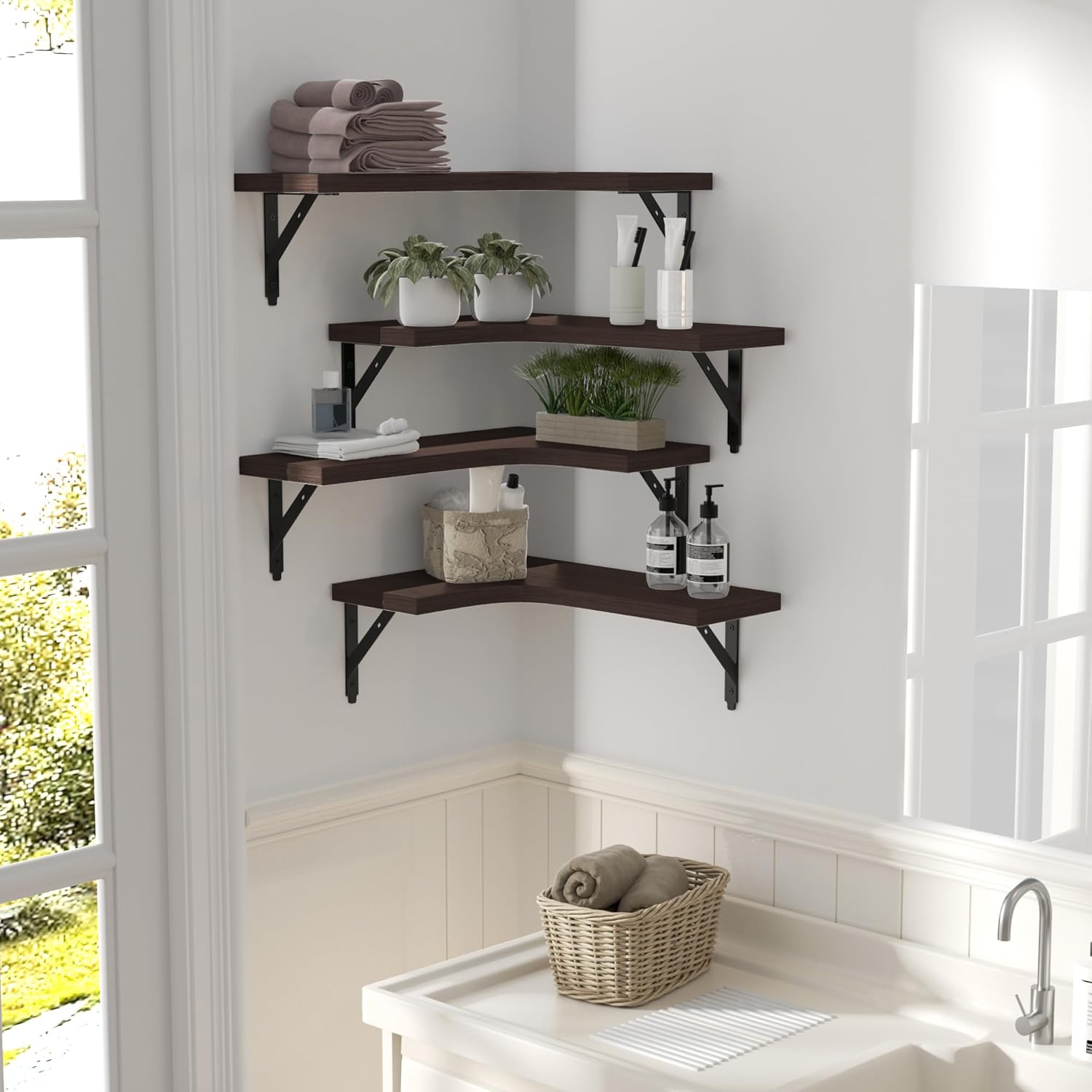ROMGUAR CRAFT Corner Floating Shelves Set of 4