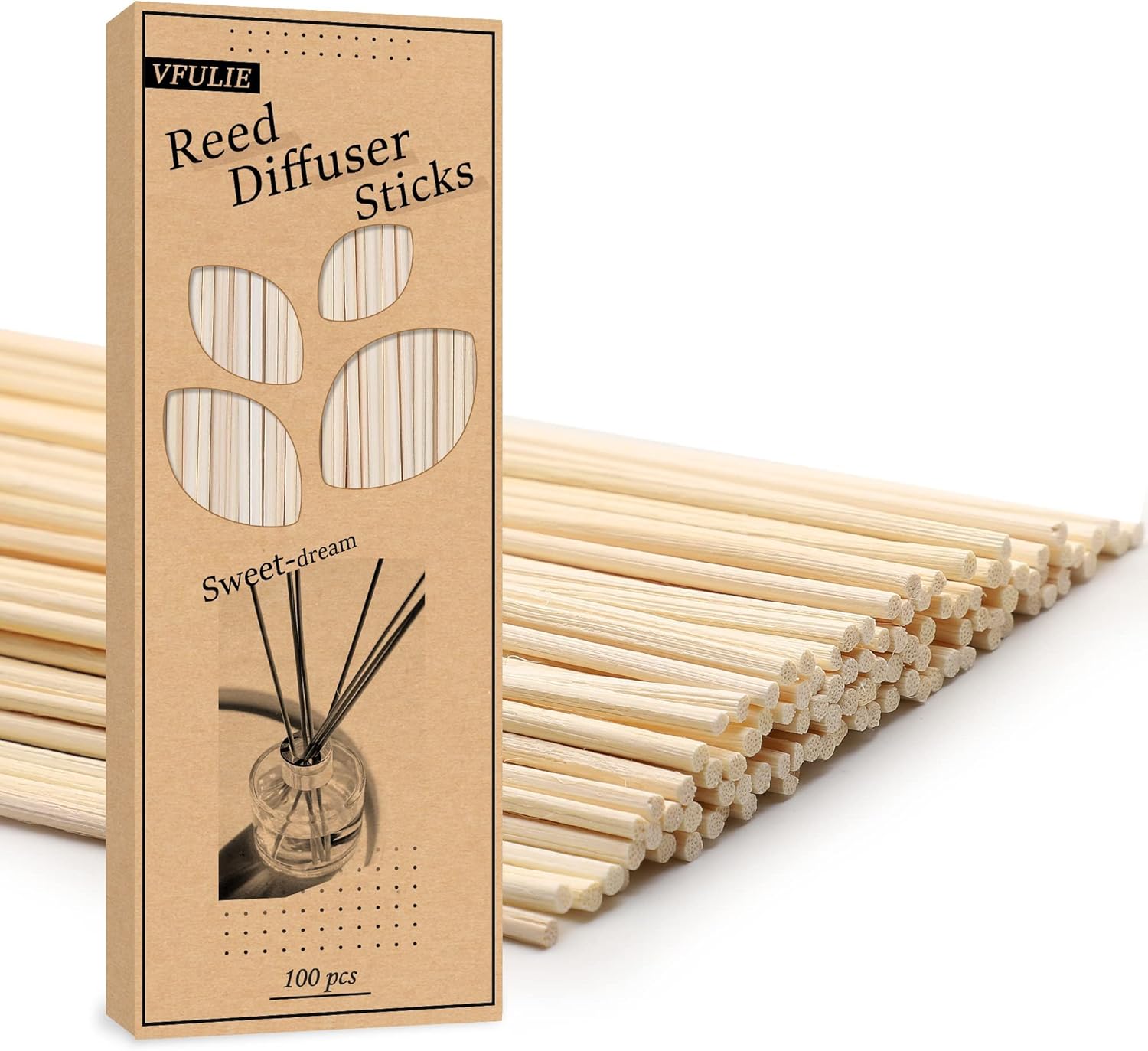 VFULIE 100PCS Reed Diffuser Sticks Natural Rattan