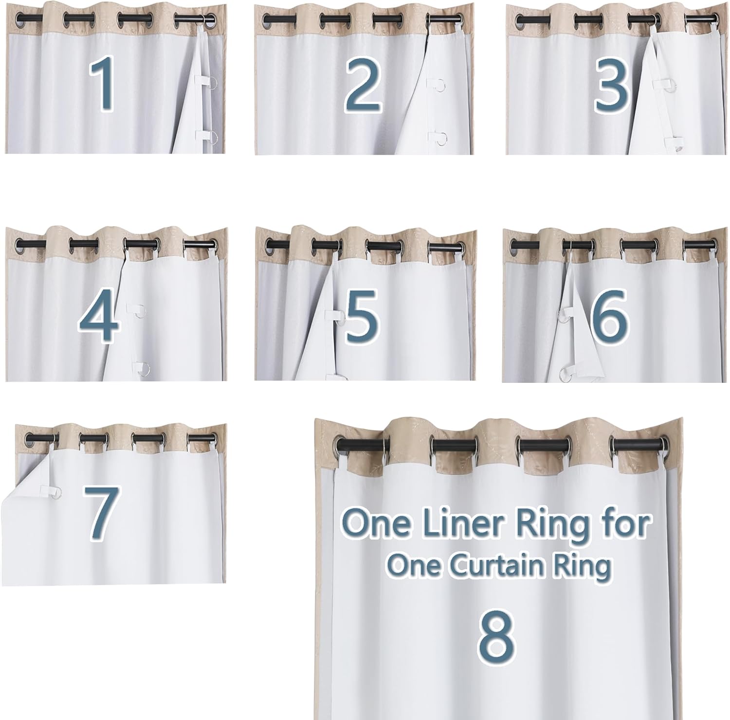 Chyhomenyc 2 Panels Blackout Curtain Liners with 13 Rings