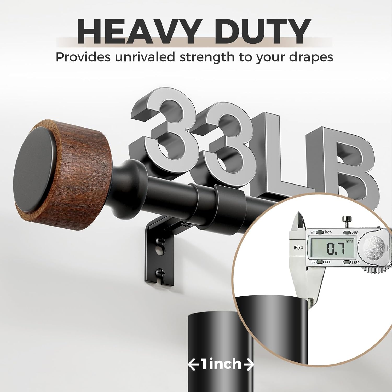 MARHSIPE Wood Curtain Rods 30-88 Inch 1 Diameter Heavy Duty Rod Set