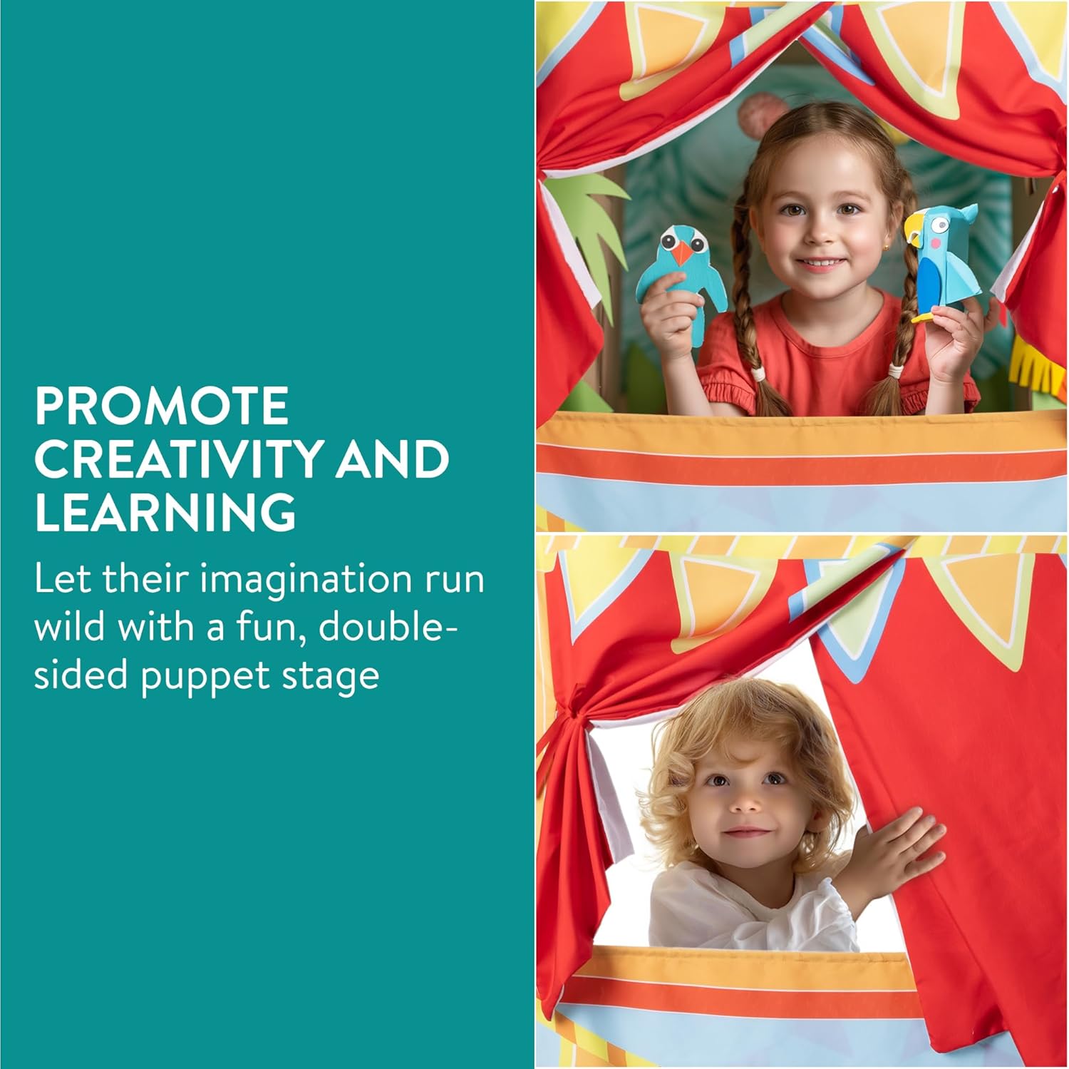 Navaris Double Sided Doorway Puppet Theater Curtain with Rod