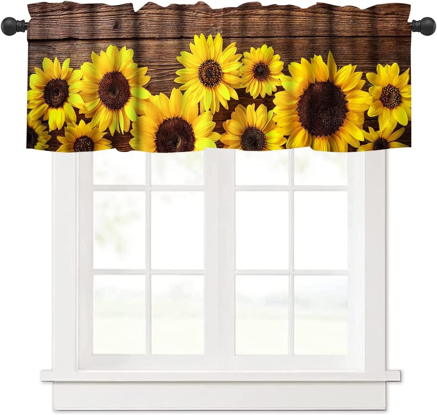 Sunflower Valance Curtains for Kitchen Living Room 54x18 Inch