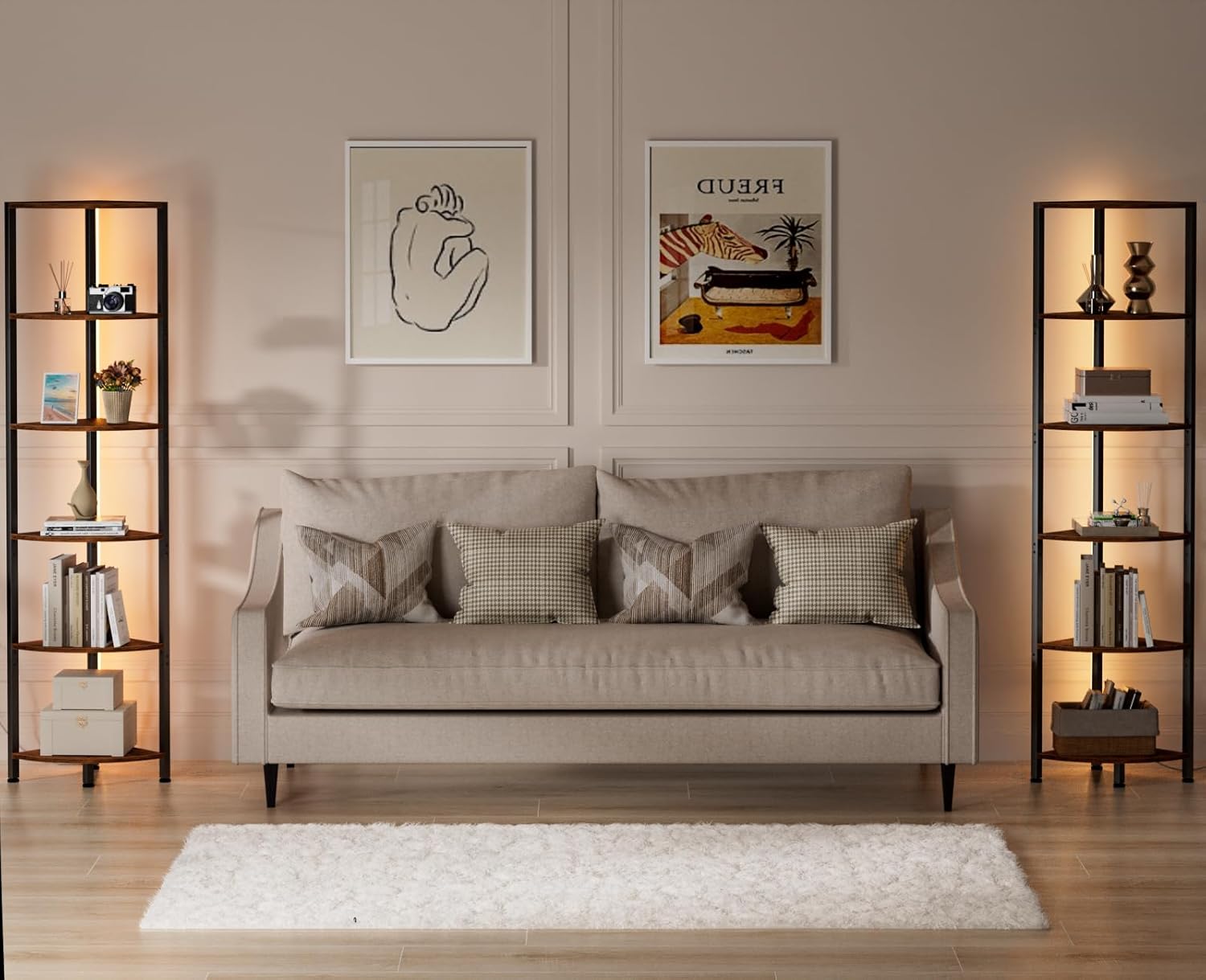 Furnulem 6 Tier Corner Shelf with LED Light