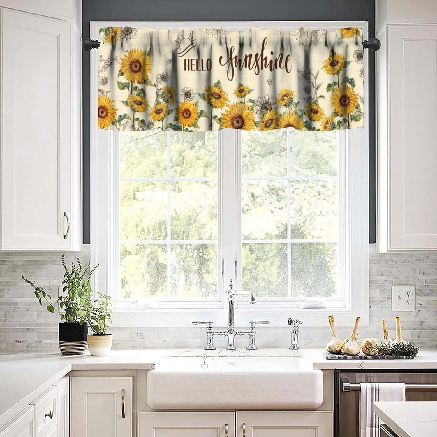 Sunflower Summer Valance Curtain for Home Kitchen Bedroom
