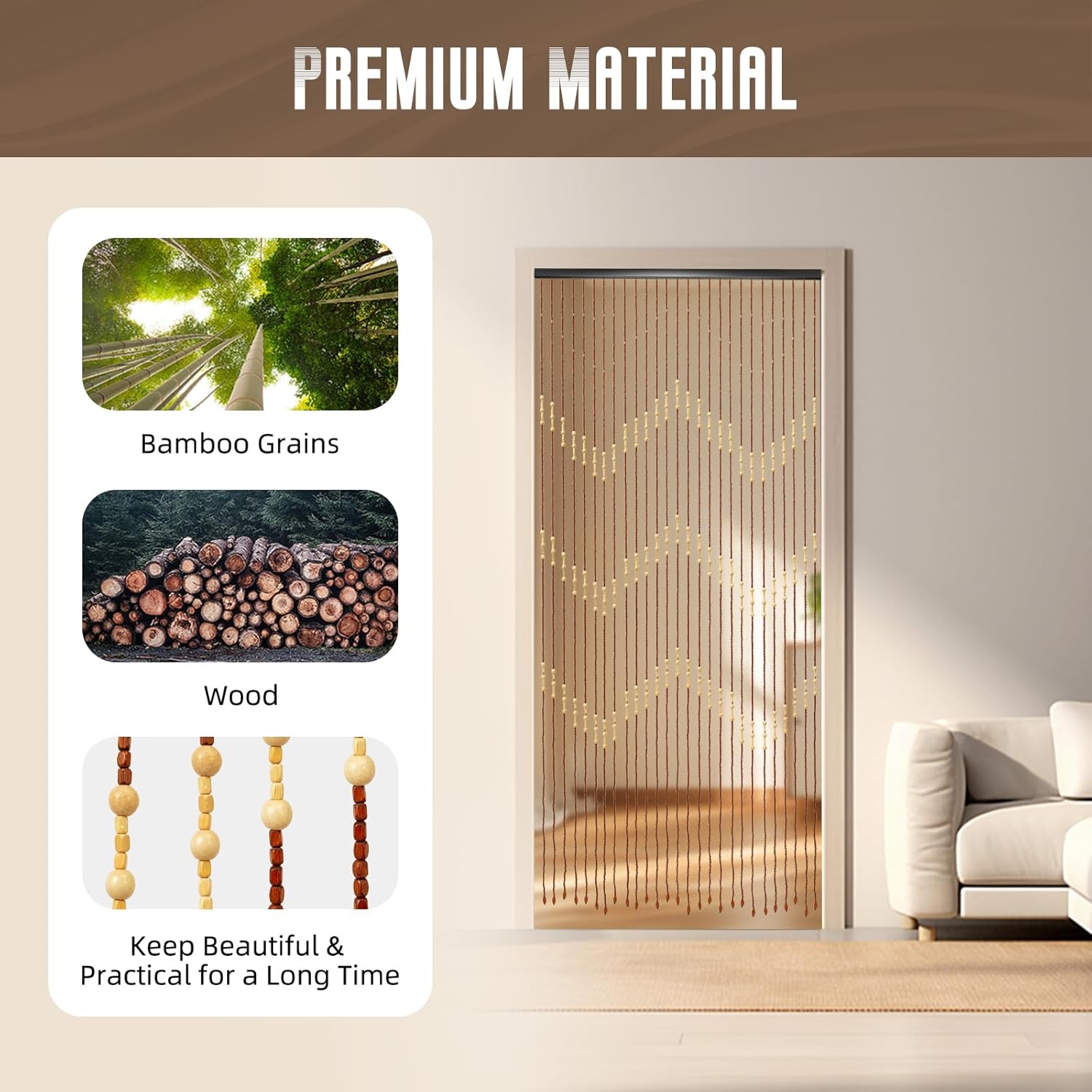 Bamboo Bead Curtain for Doorway