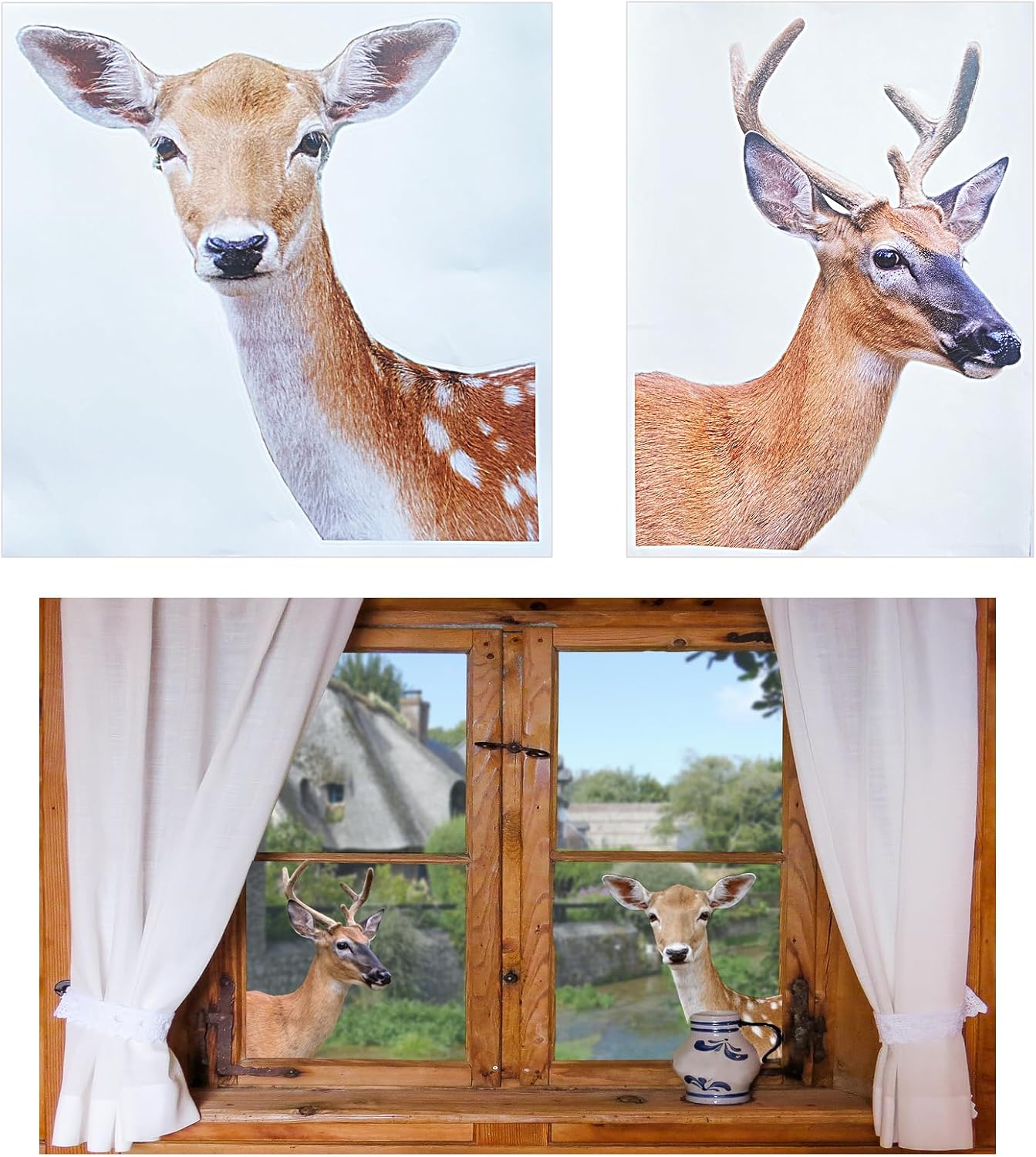2 Pcs Funny Deer Wall Decal Window Sticker