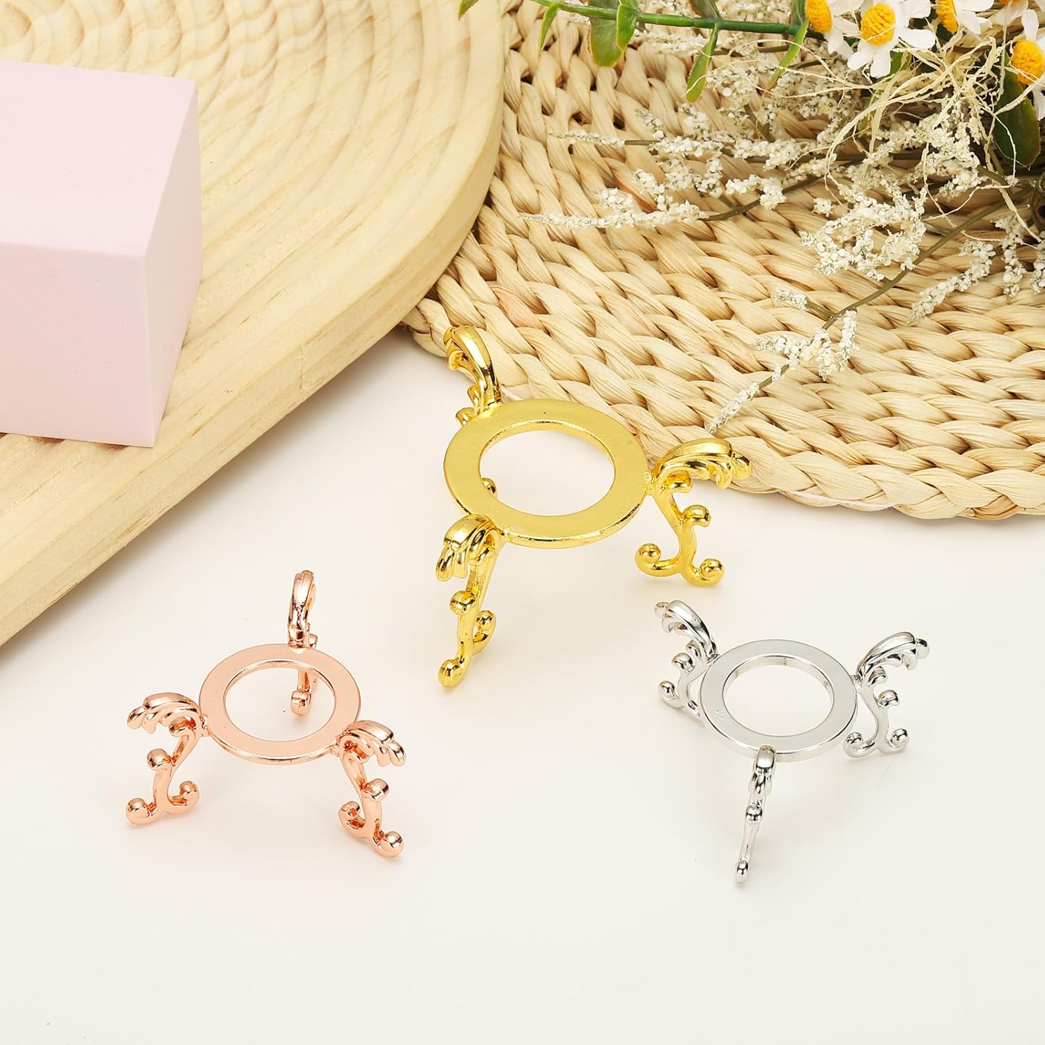 Uxcell 2pcs Metal Crystal Ball Display Stand