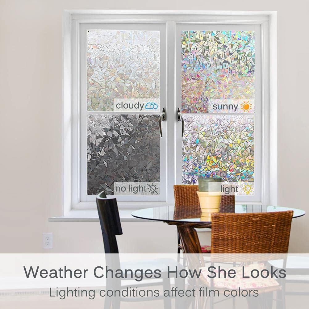 Volcanics Window Privacy Film with Rainbow Design