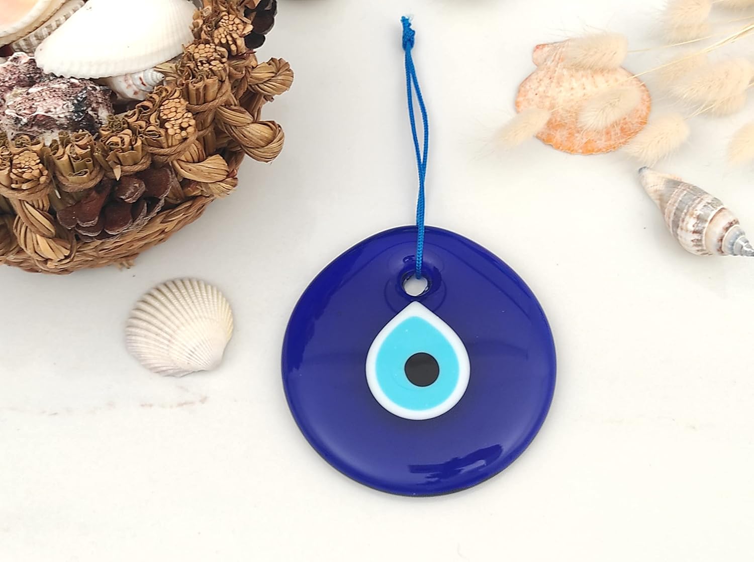 35 Inch Blue Glass Evil Eye Wall Decor