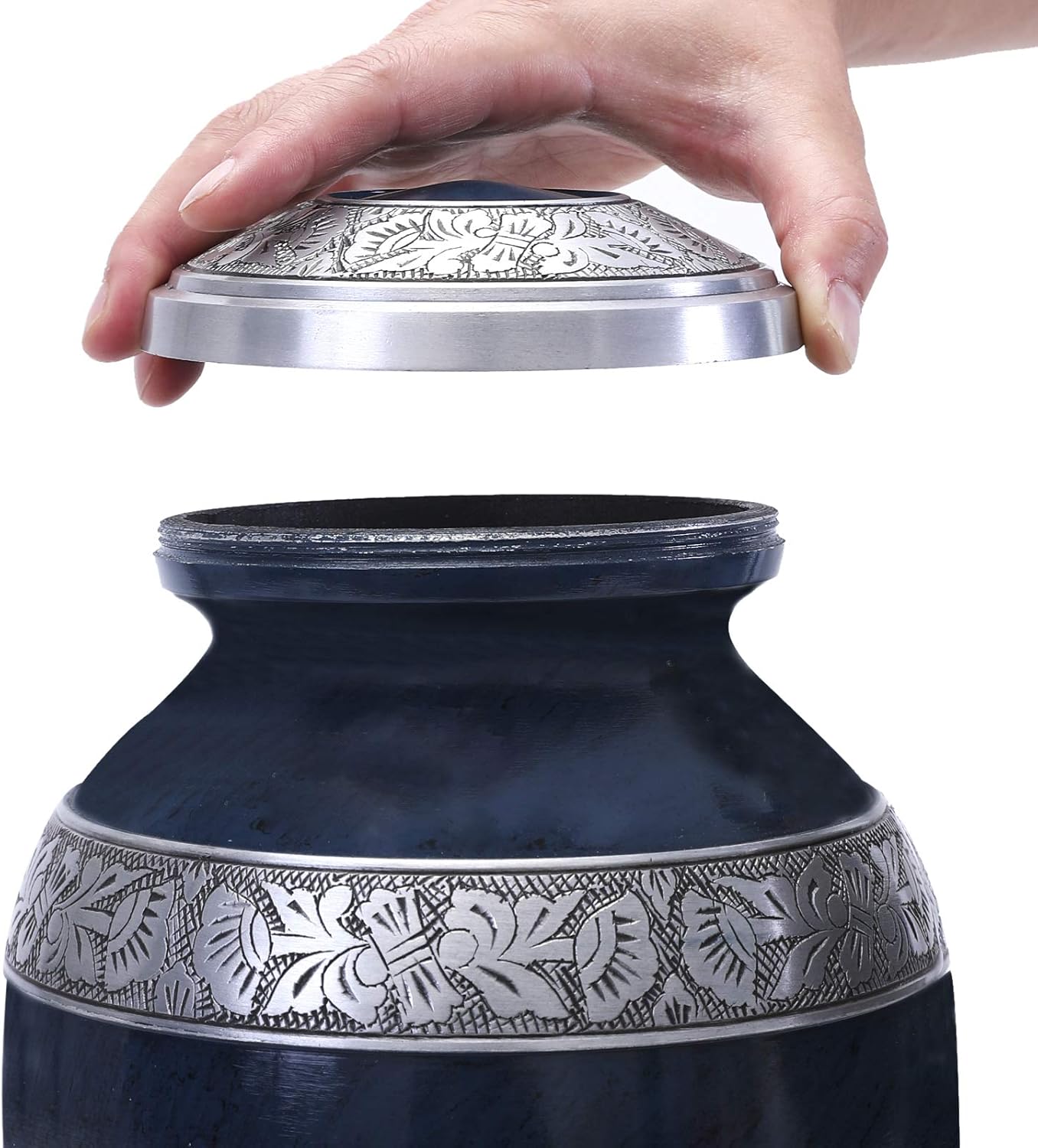 GSM Brands Cremation Urn with Blue Design and Extra Large Capacity