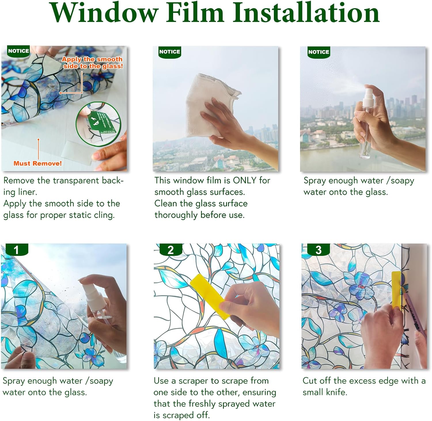 Somwise Window Privacy Film with Rainbow Holographic Effect