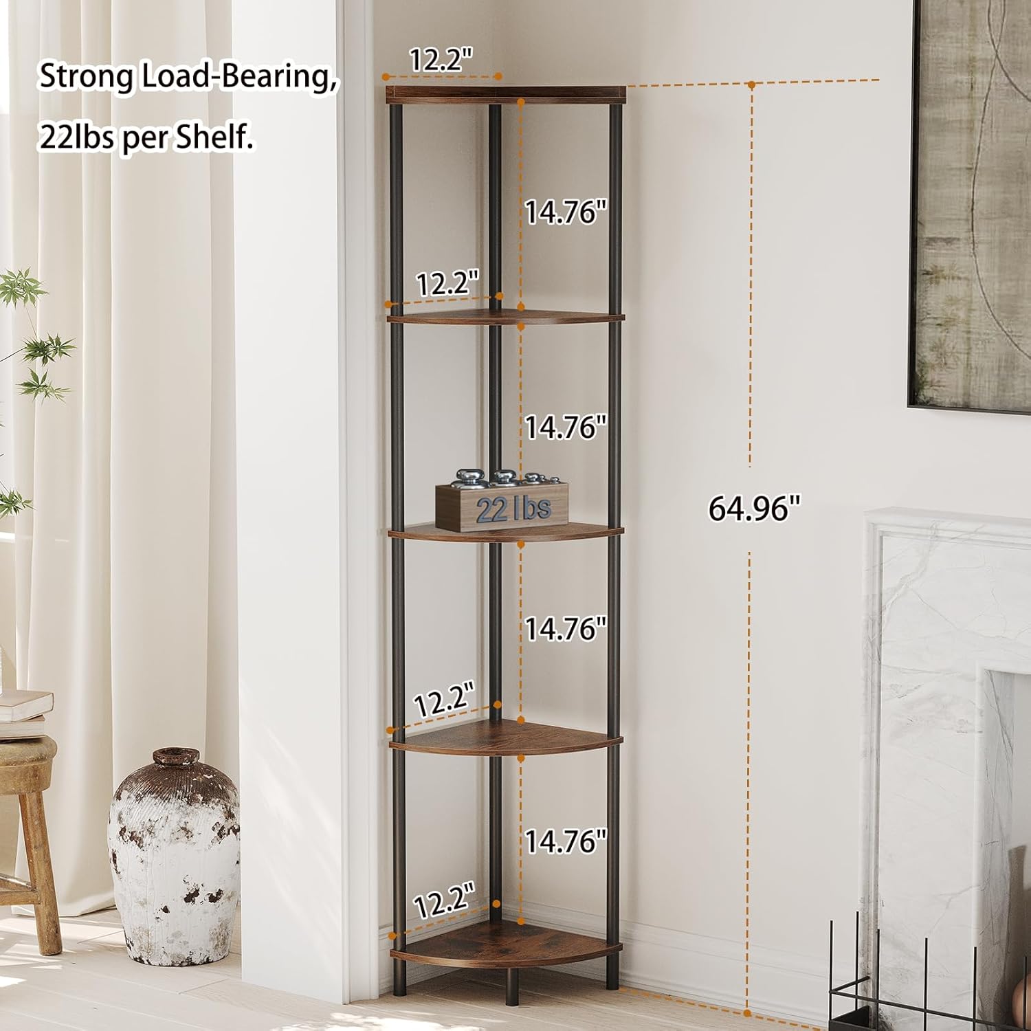 SUNMORY 5 Tier Corner Shelf Stand for Living Room