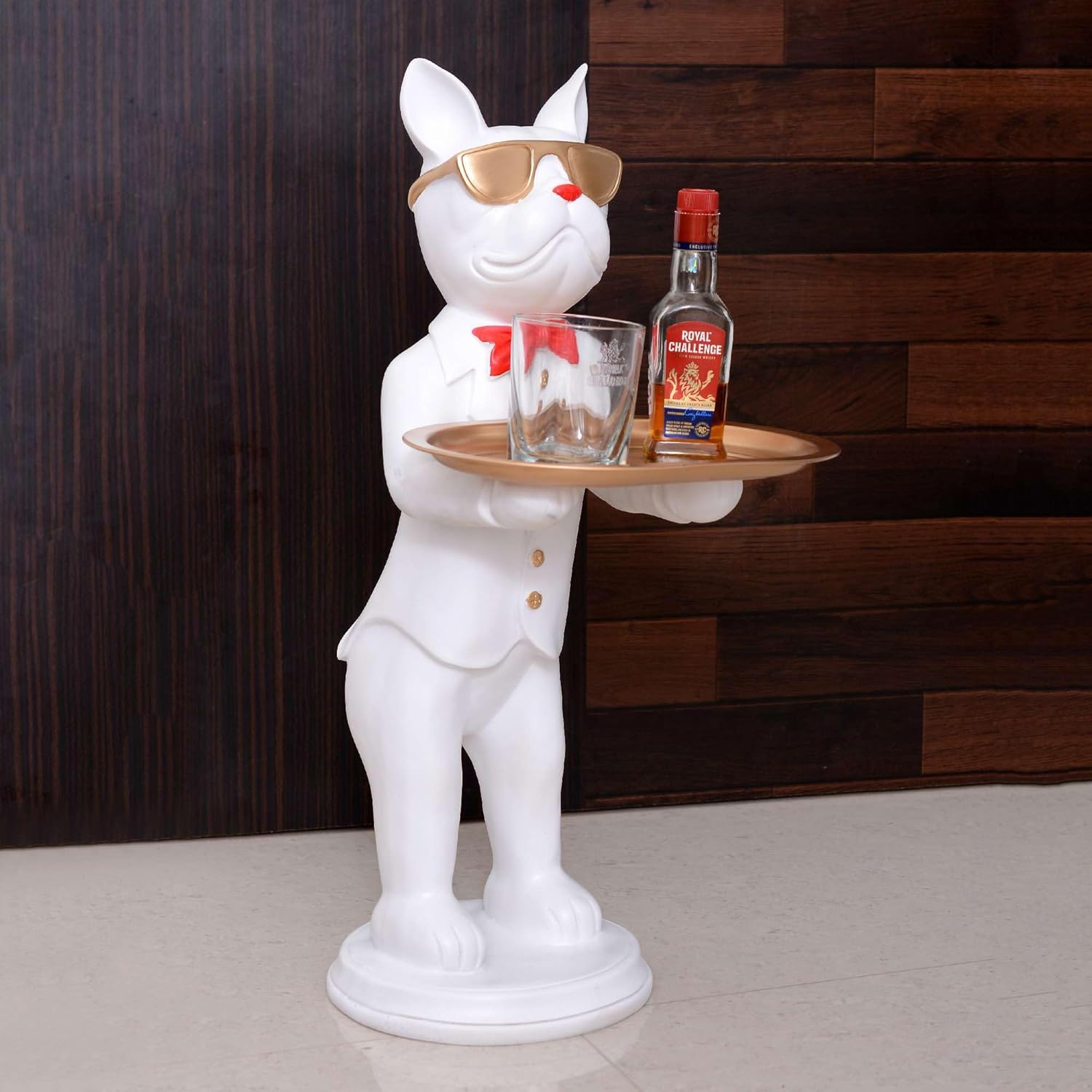 Cool Dog Sculpture with Plate for Home Decor