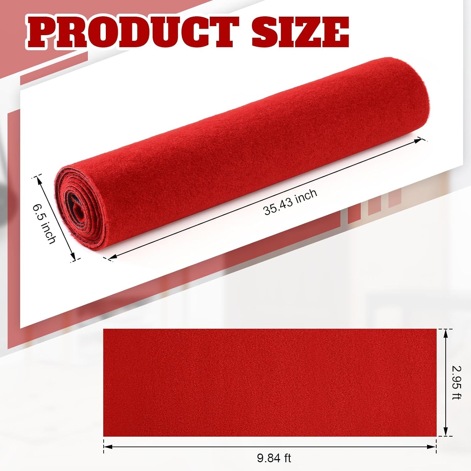 Timgle Red Carpet Runner 3 x 10 Feet Non Slip Kitchen Rug