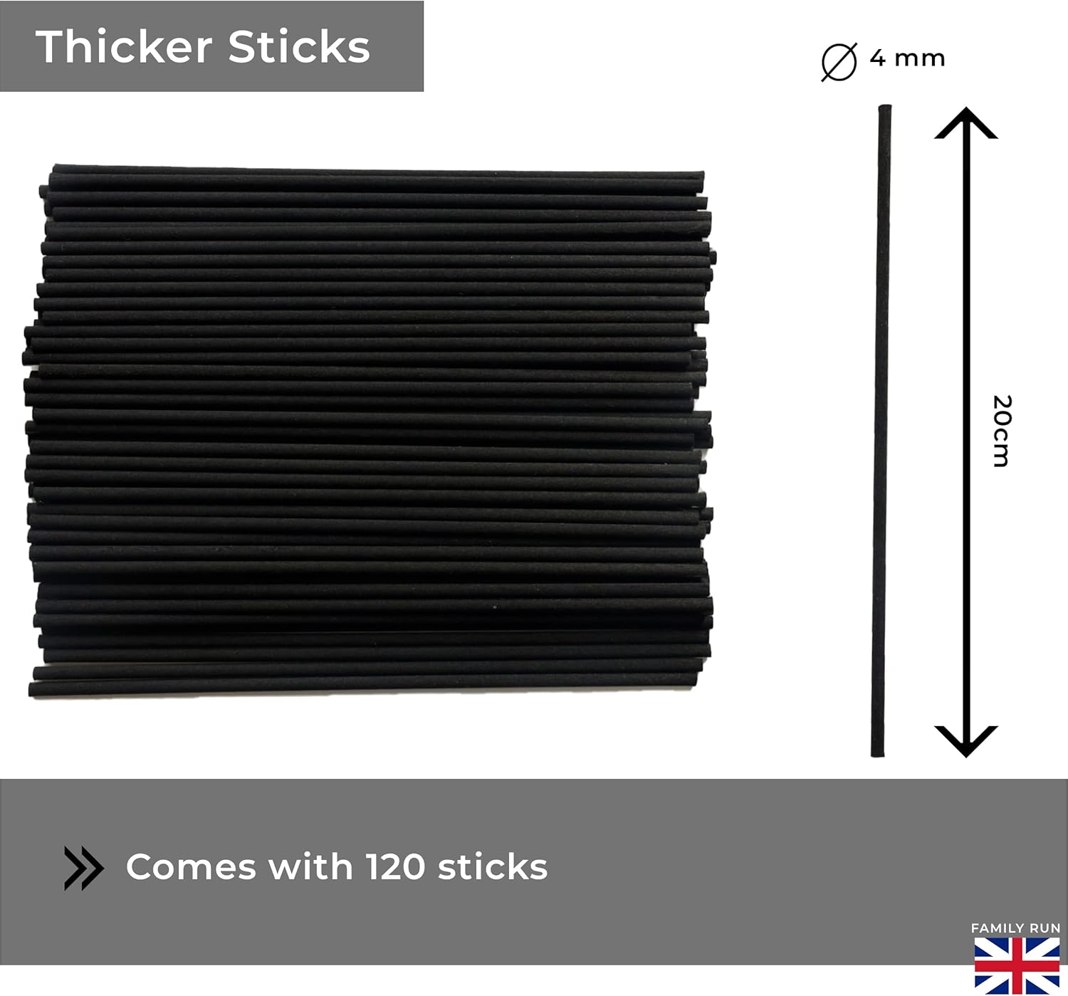 Ziffs Home 120pcs Black Fibre Reed Diffuser Sticks
