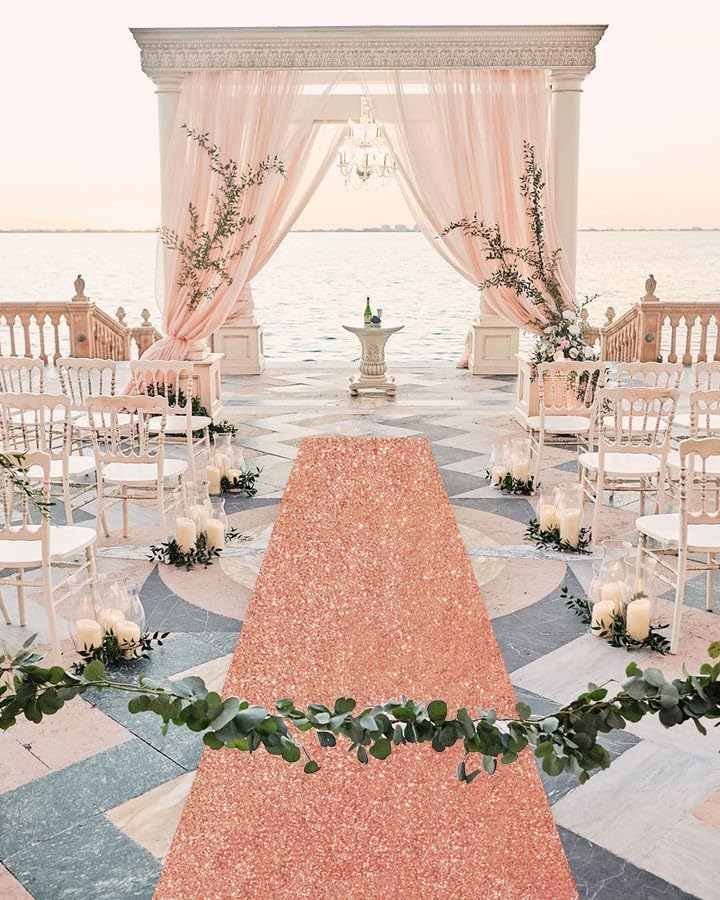 Rose Gold Sequin Aisle Runner Wedding Carpet 2ftx15ft