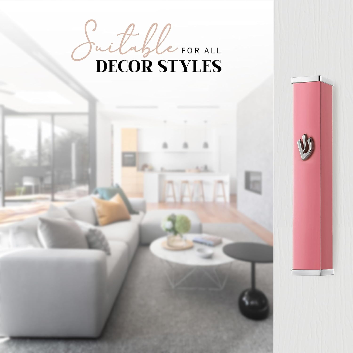 SURI Mezuzah Door Mount with Adhesive Scroll Case