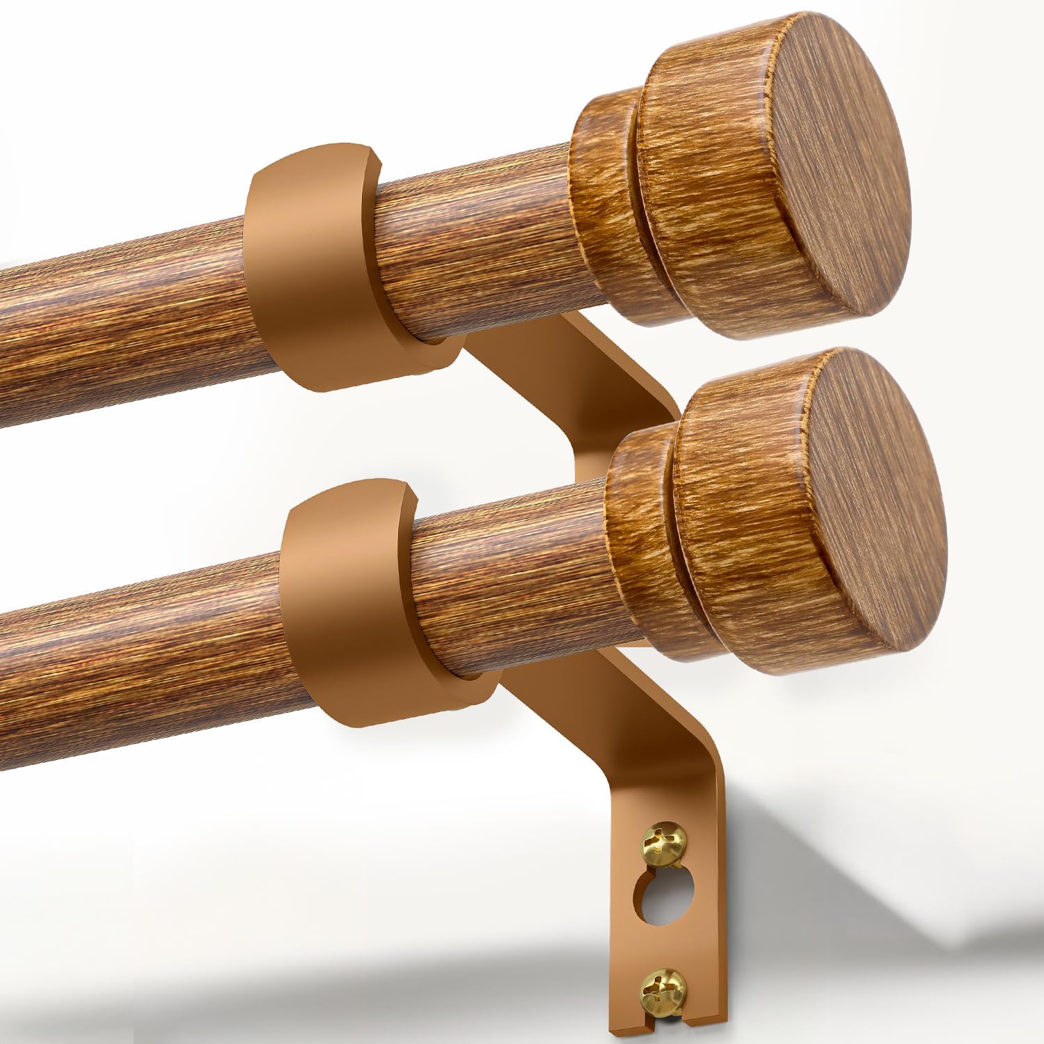 2 Pack Wood Curtain Rods for Windows 28 to 48 Inches