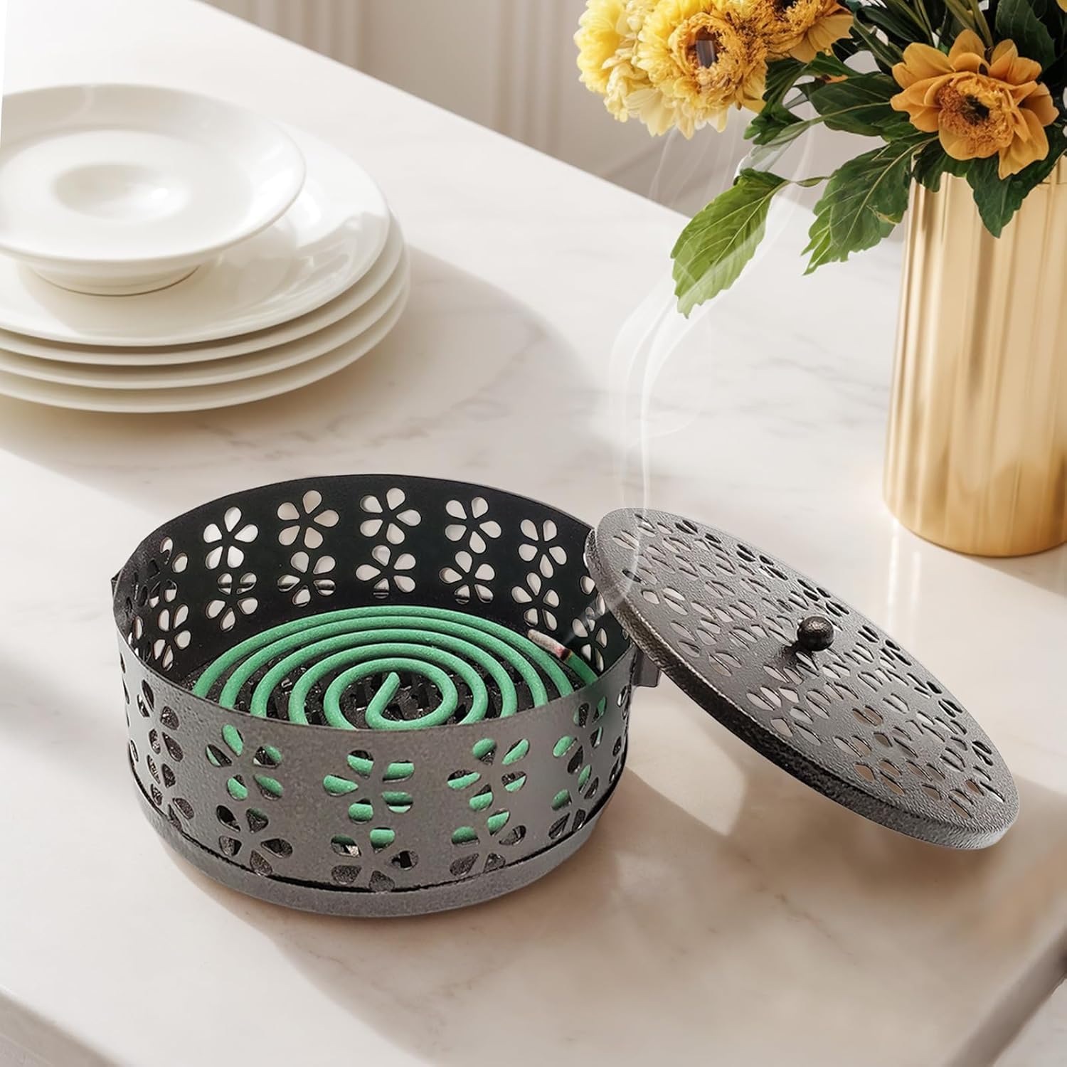 GVOPGIDES Large Citronella Incense Coils and Holder