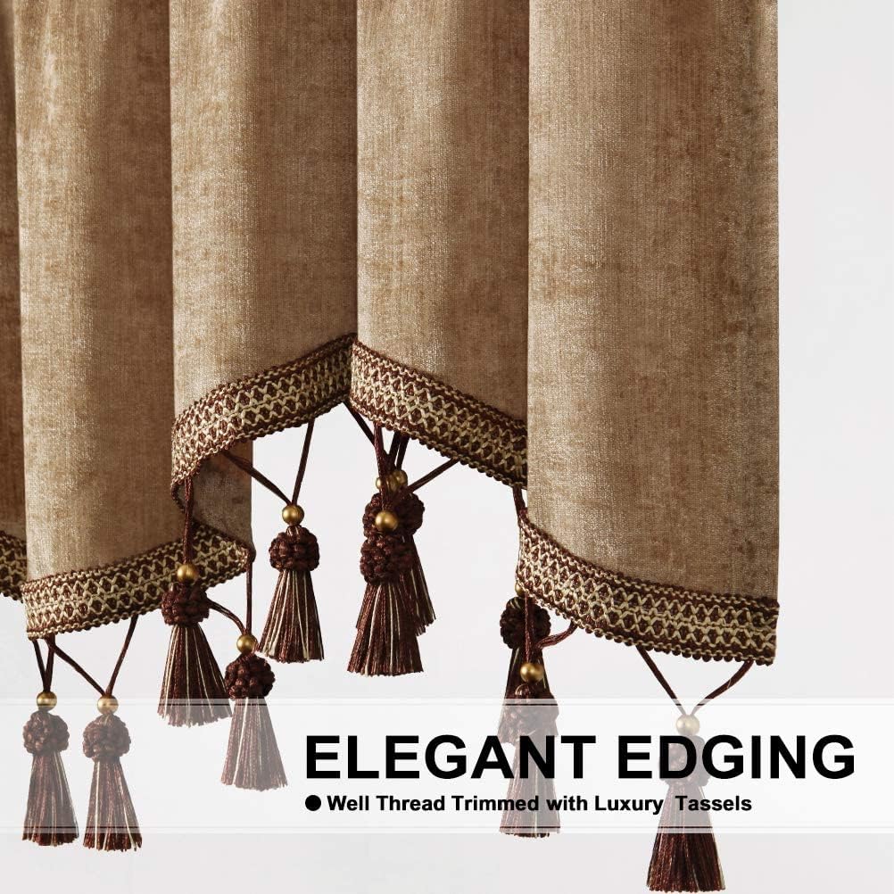 ELKCA Double-Sided Chenille Valance for Kitchen and Living Room