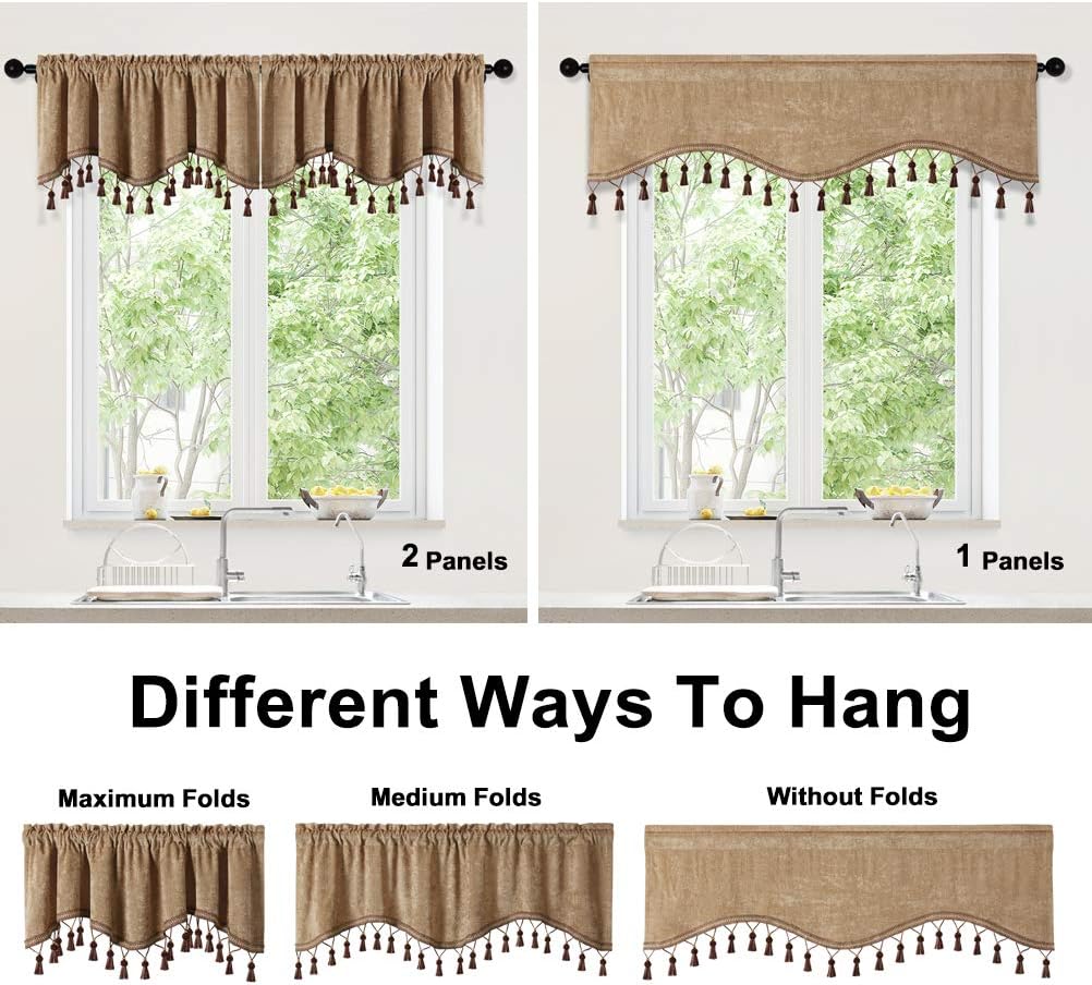 ELKCA Double-Sided Chenille Valance for Kitchen and Living Room