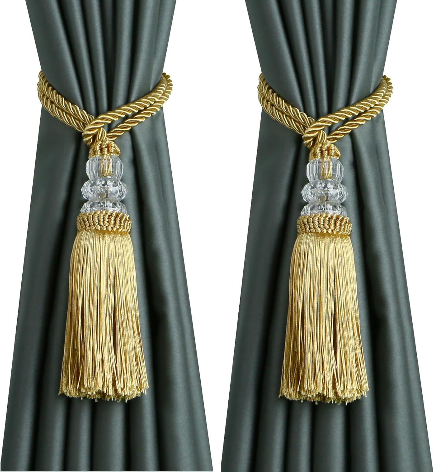 Curtain Tiebacks with Tassel Gold 2 Pack