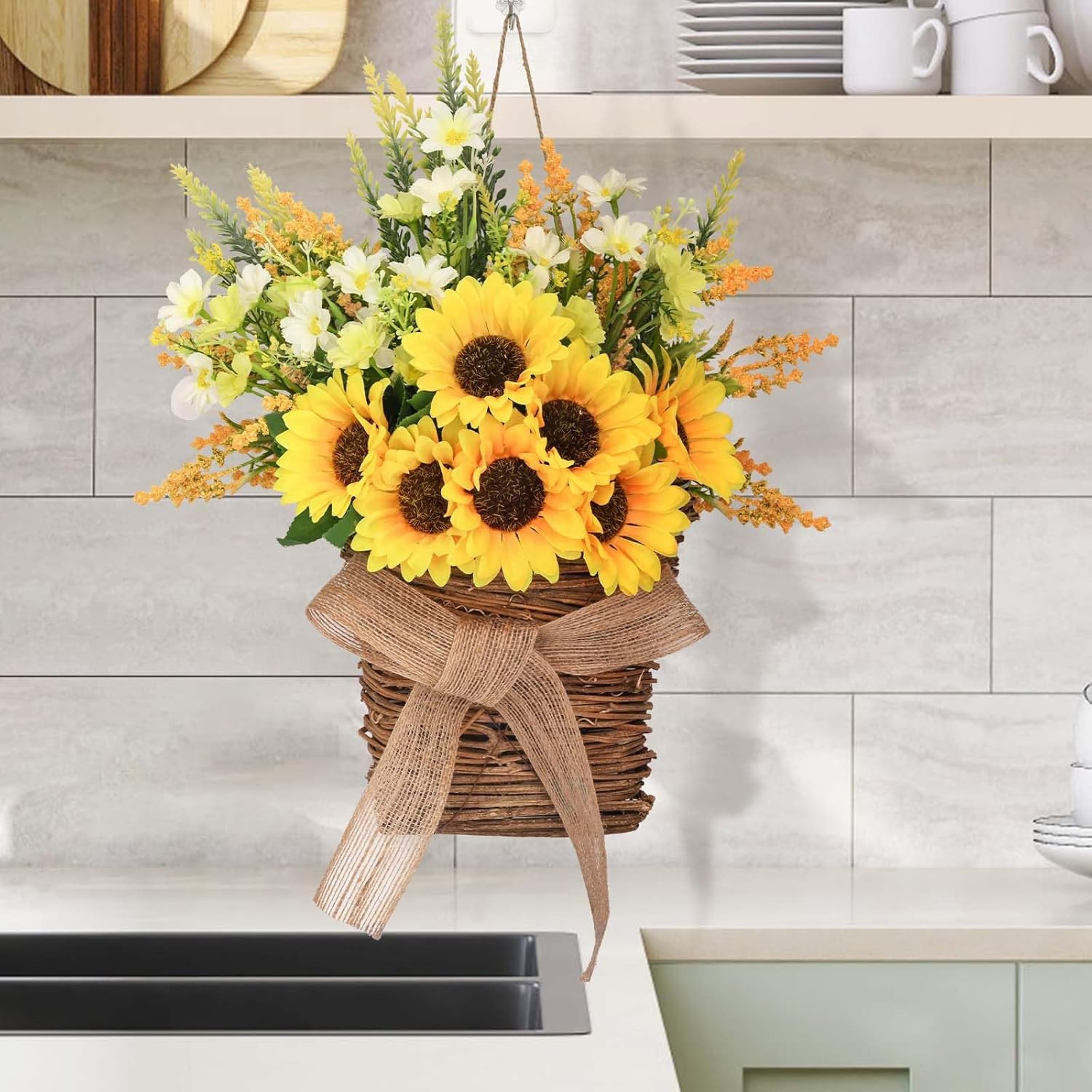 Dolicer Sunflower Wreath 157 Inch Hanging Decor