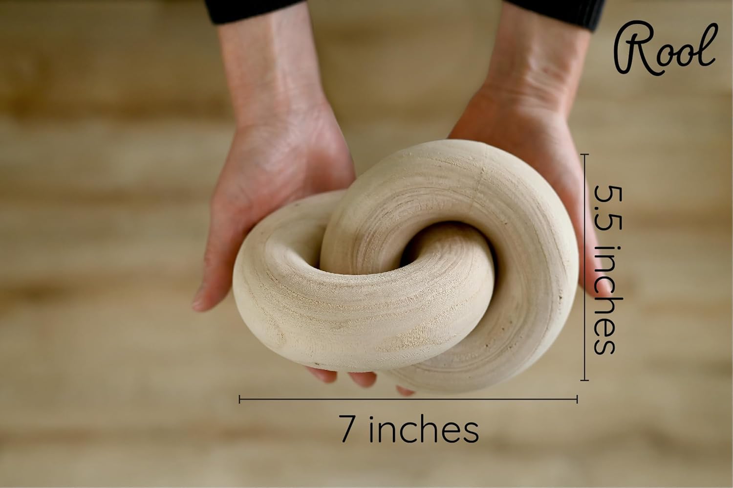 Rool Beige Wood Knot Chain Link Decor Accents