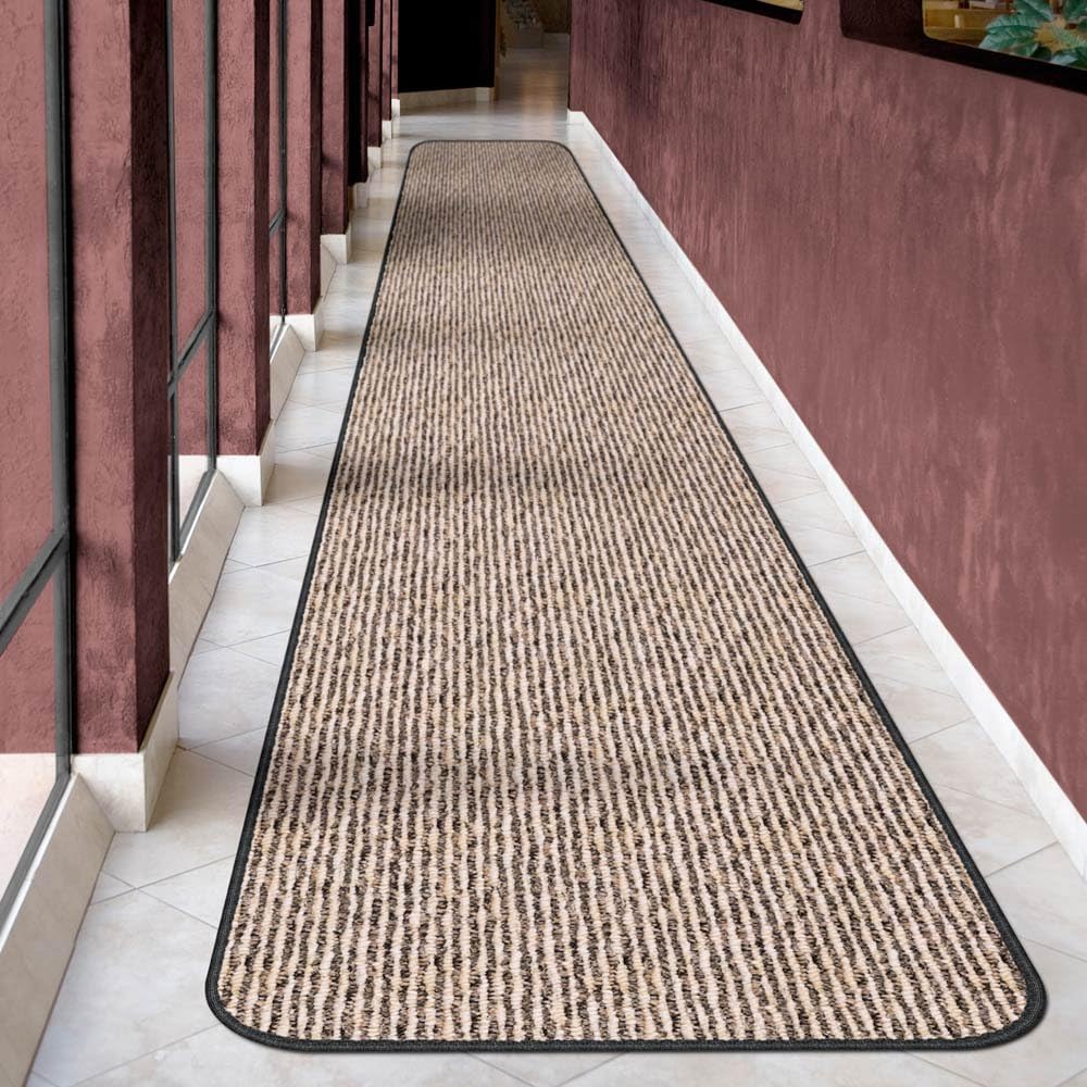 House Home and More Skid-Resistant Carpet Runner Black Ripple 12x27