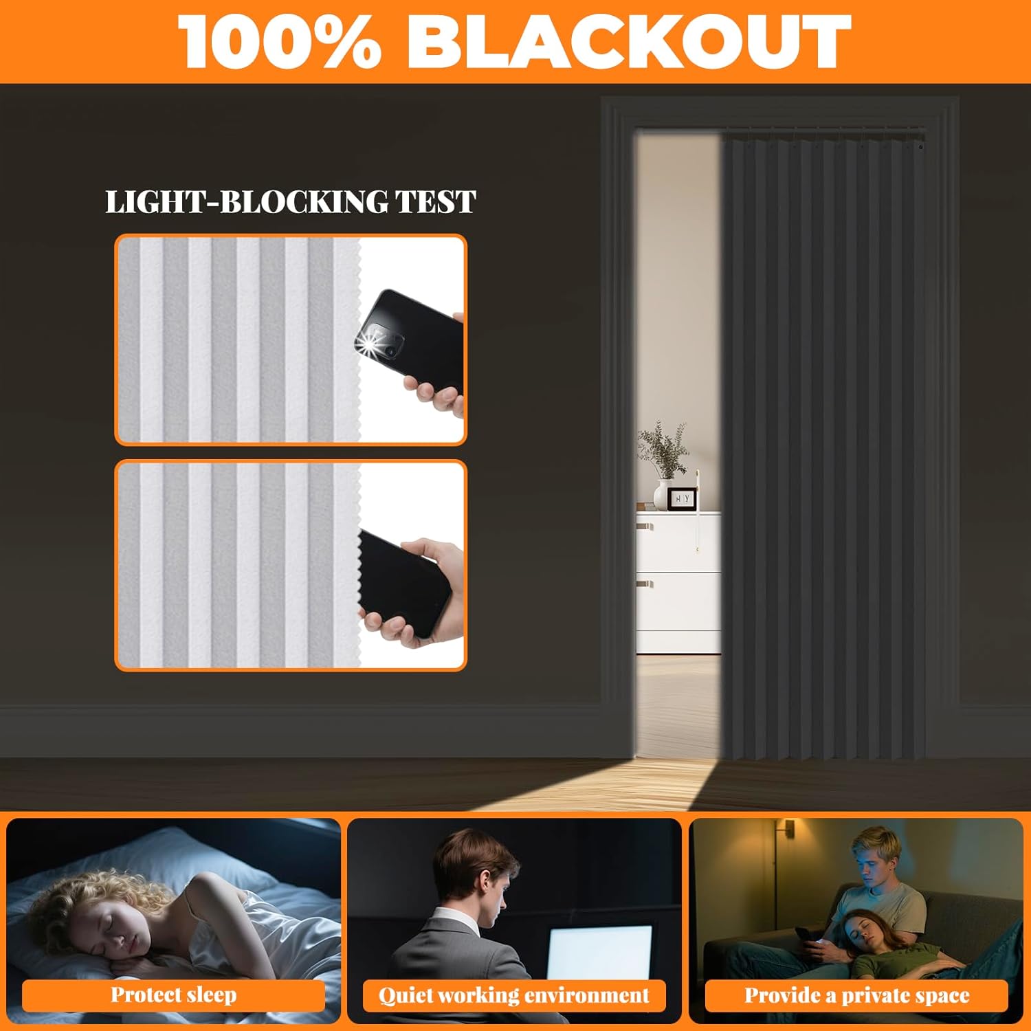 AJAZZ Blackout Accordion Door Curtain 42 x 78