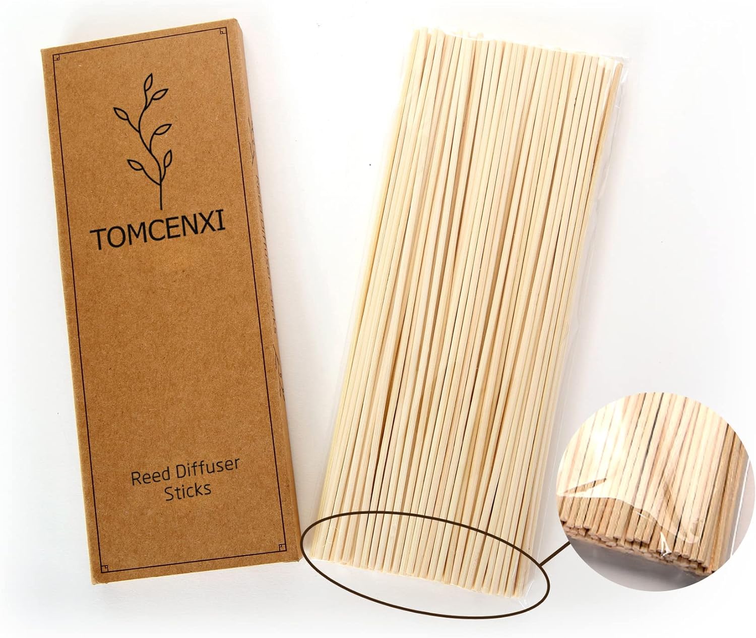 TOMCENXI 120PCS Reed Diffuser Sticks 10 Inch Natural Rattan