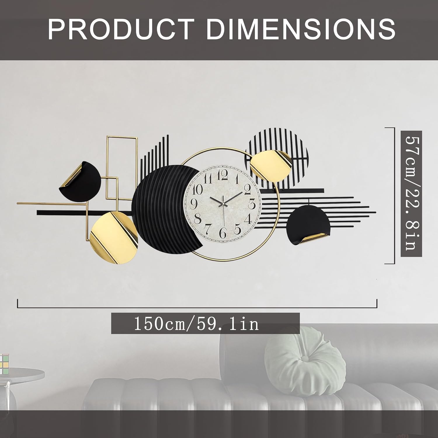 HAVFIFK Modern Geometry Wall Clock 591 X 228