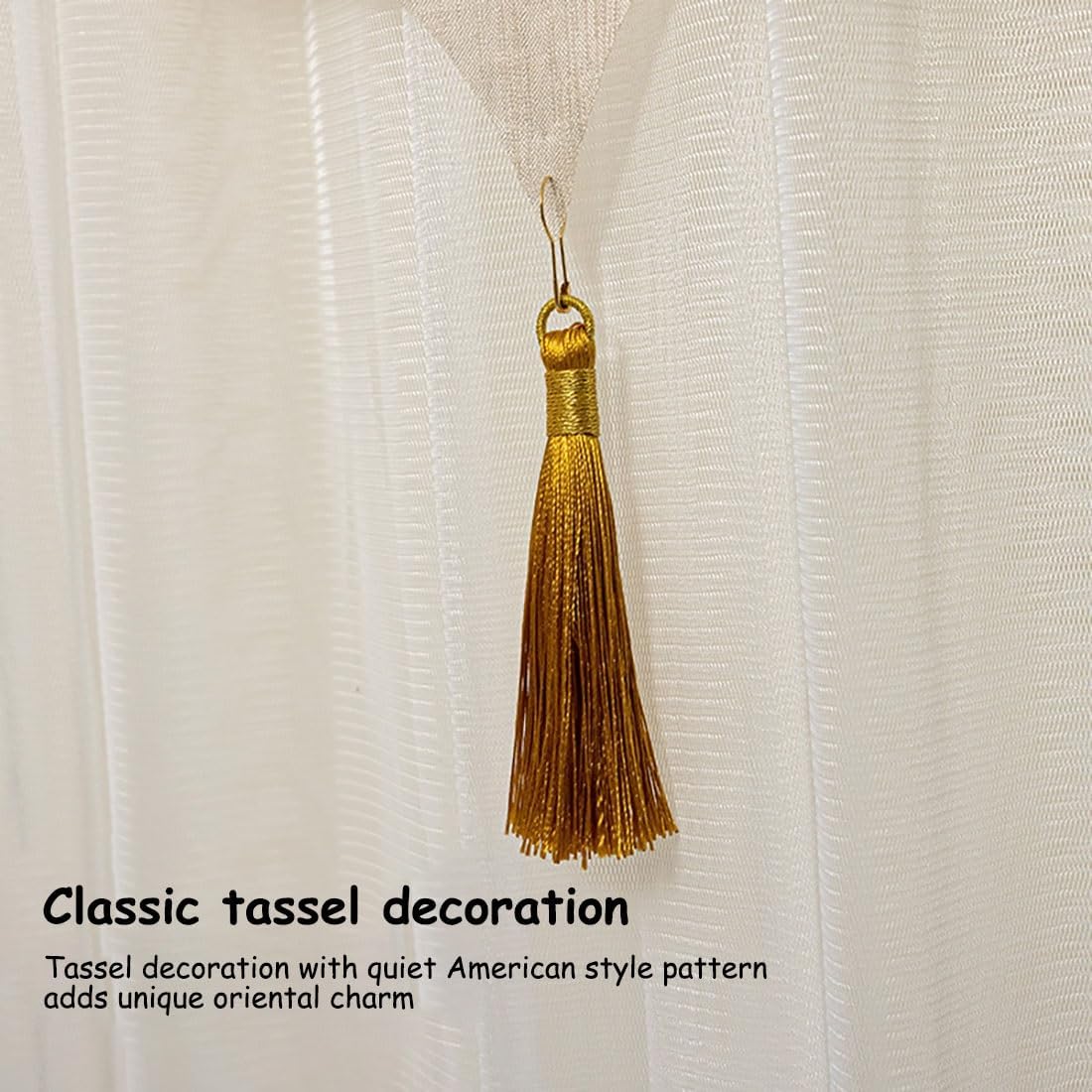 Chinese Lotus Door Curtain with Tassel Telescopic Rod Flexible and Thin