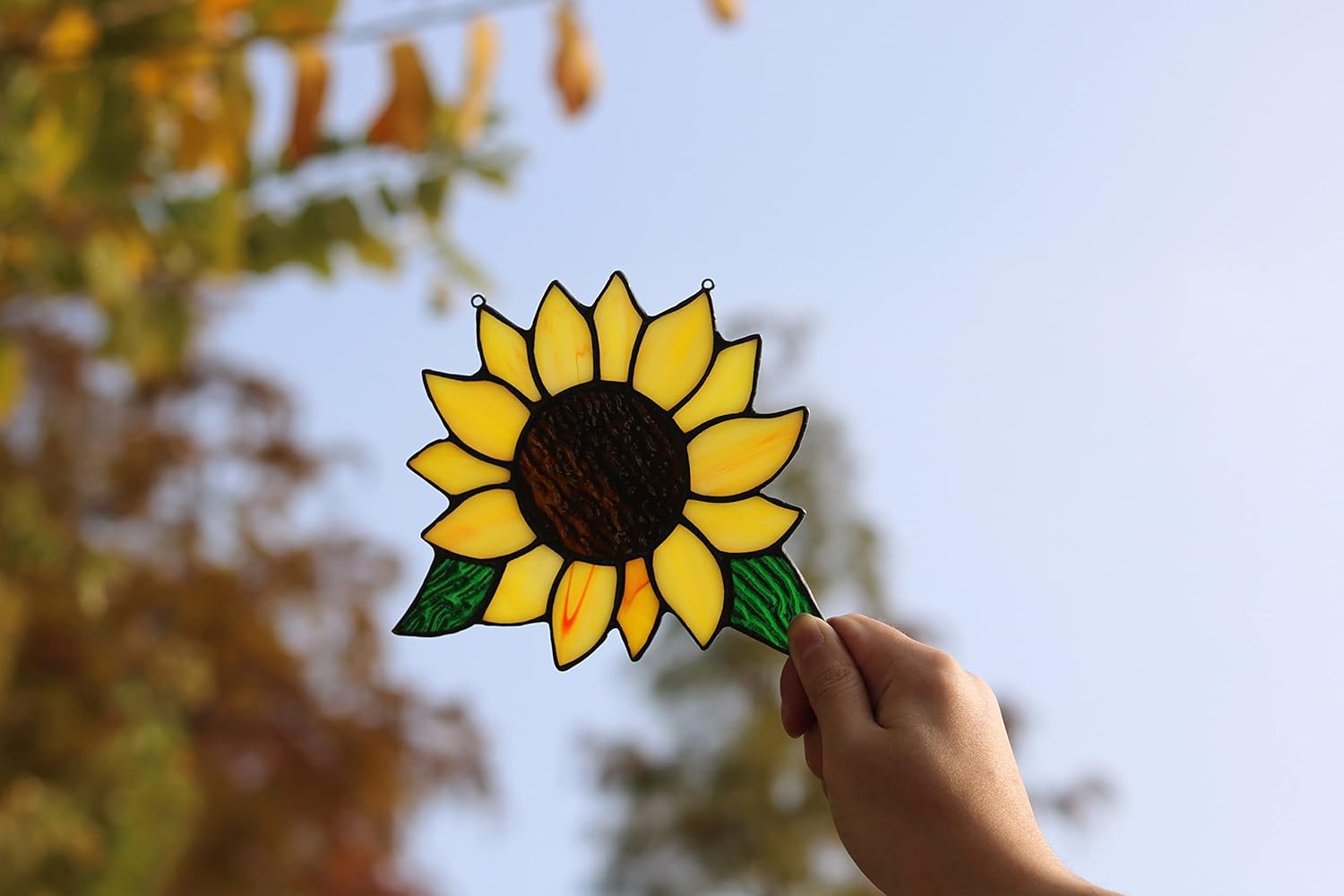 Stained Glass Sunflower Window Hanging Decor