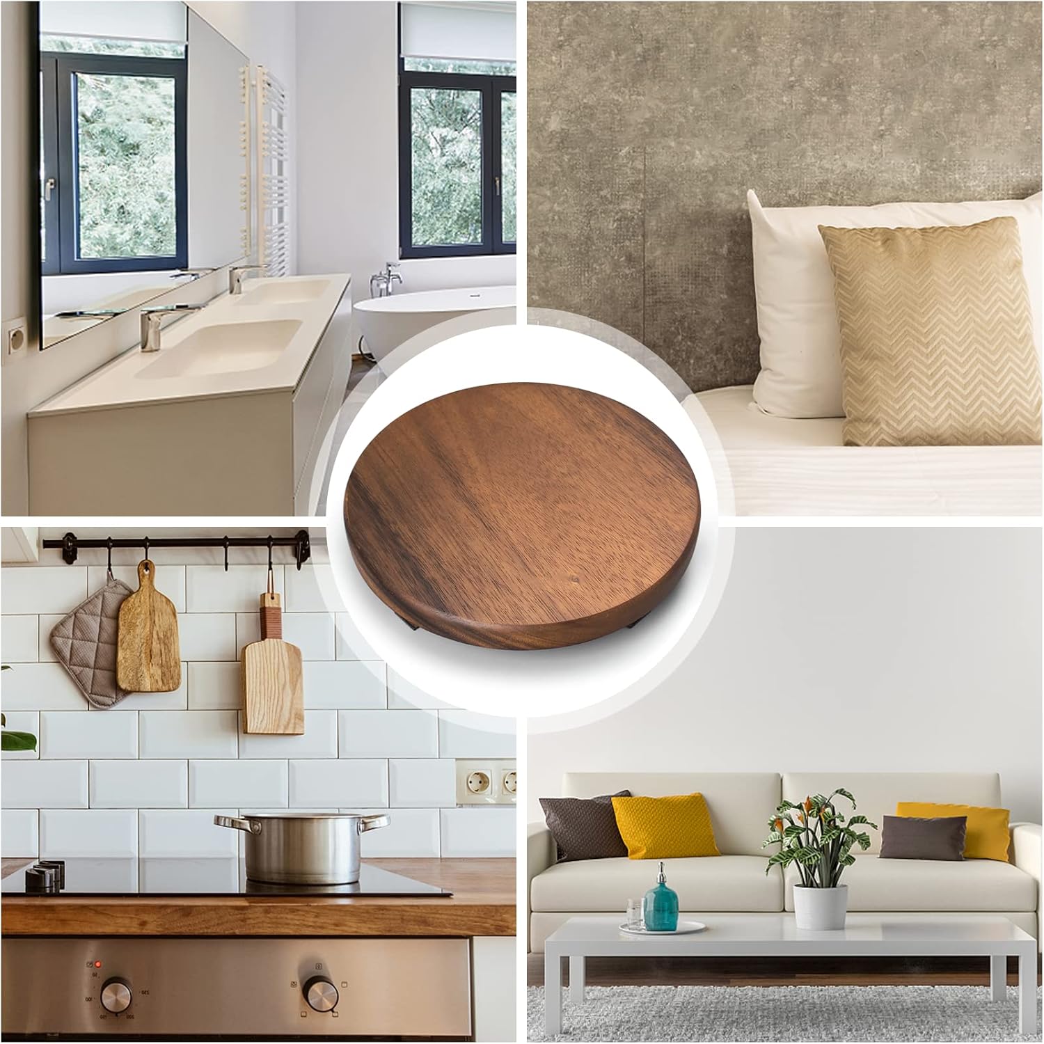 Walnut Wood Pedestal Stand for Display and Decor